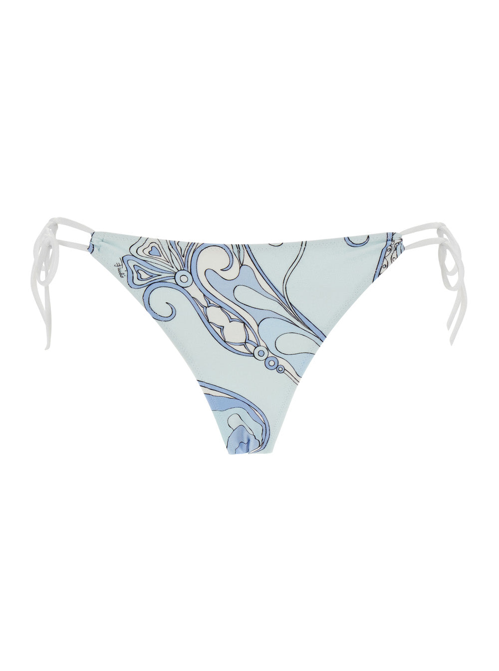 Pucci Women Light Blue Bikini Bottom With Adjustable Tie Closure And All-Over Orchidea Print In Stretch Tech Fabric For Women PUCCI
