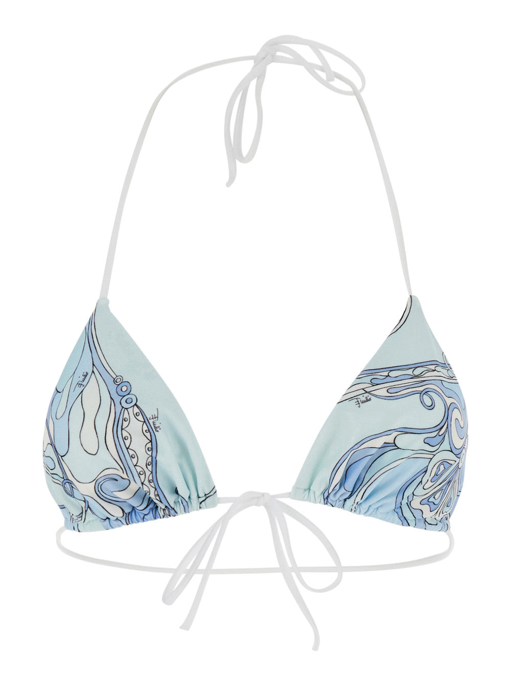Pucci Women Light Blue Bikini Top With Triangular Design And All-Over Orchidea Print In Stretch Tech Fabric For Women PUCCI