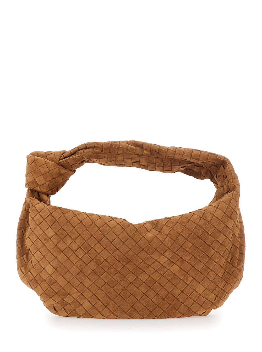 Bottega Veneta Women 'Jodie' Brown Shoulder Bag With  Intreccio Motif In Suede For Women