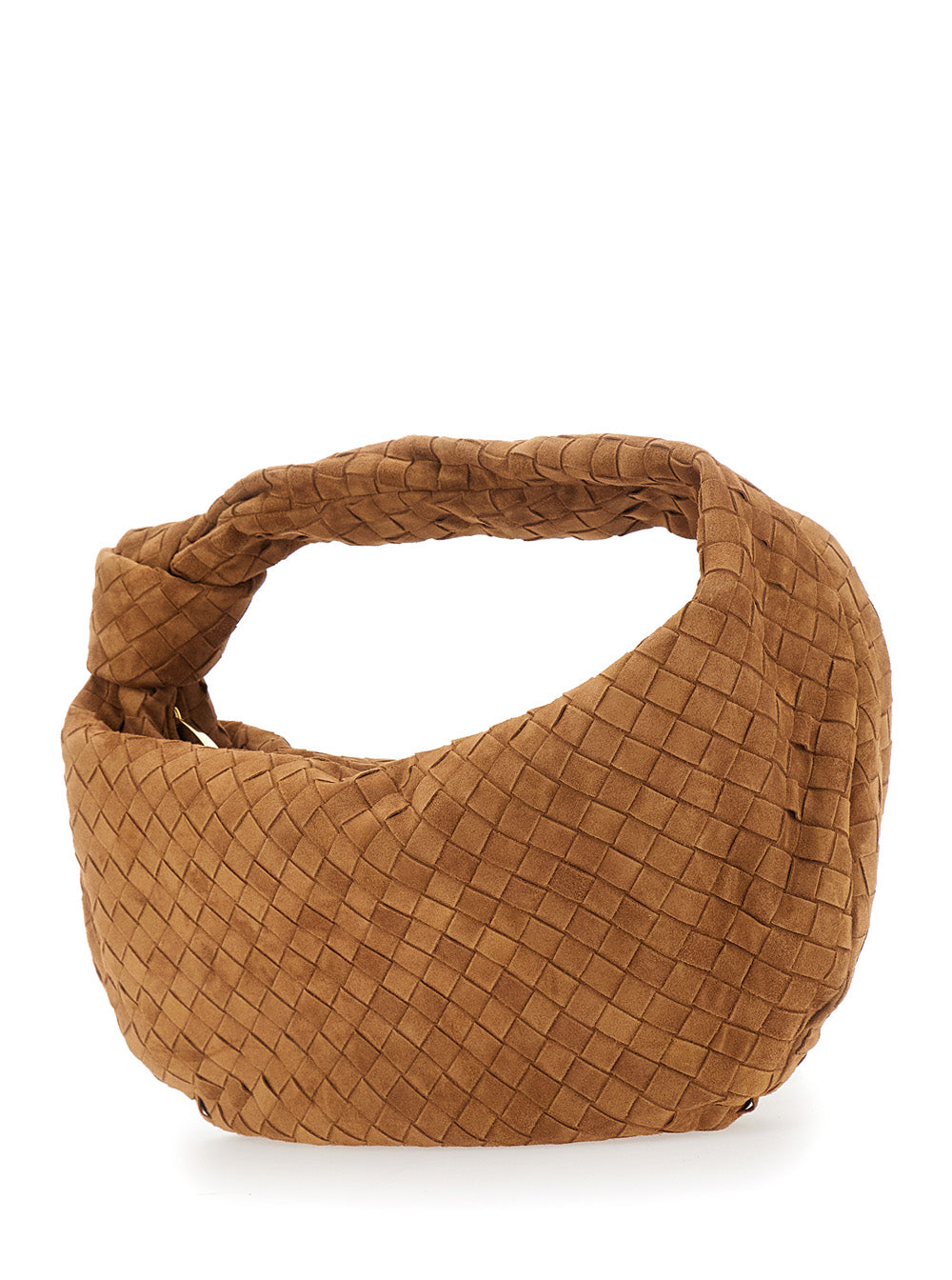 Bottega Veneta Women 'Jodie' Brown Shoulder Bag With  Intreccio Motif In Suede For Women