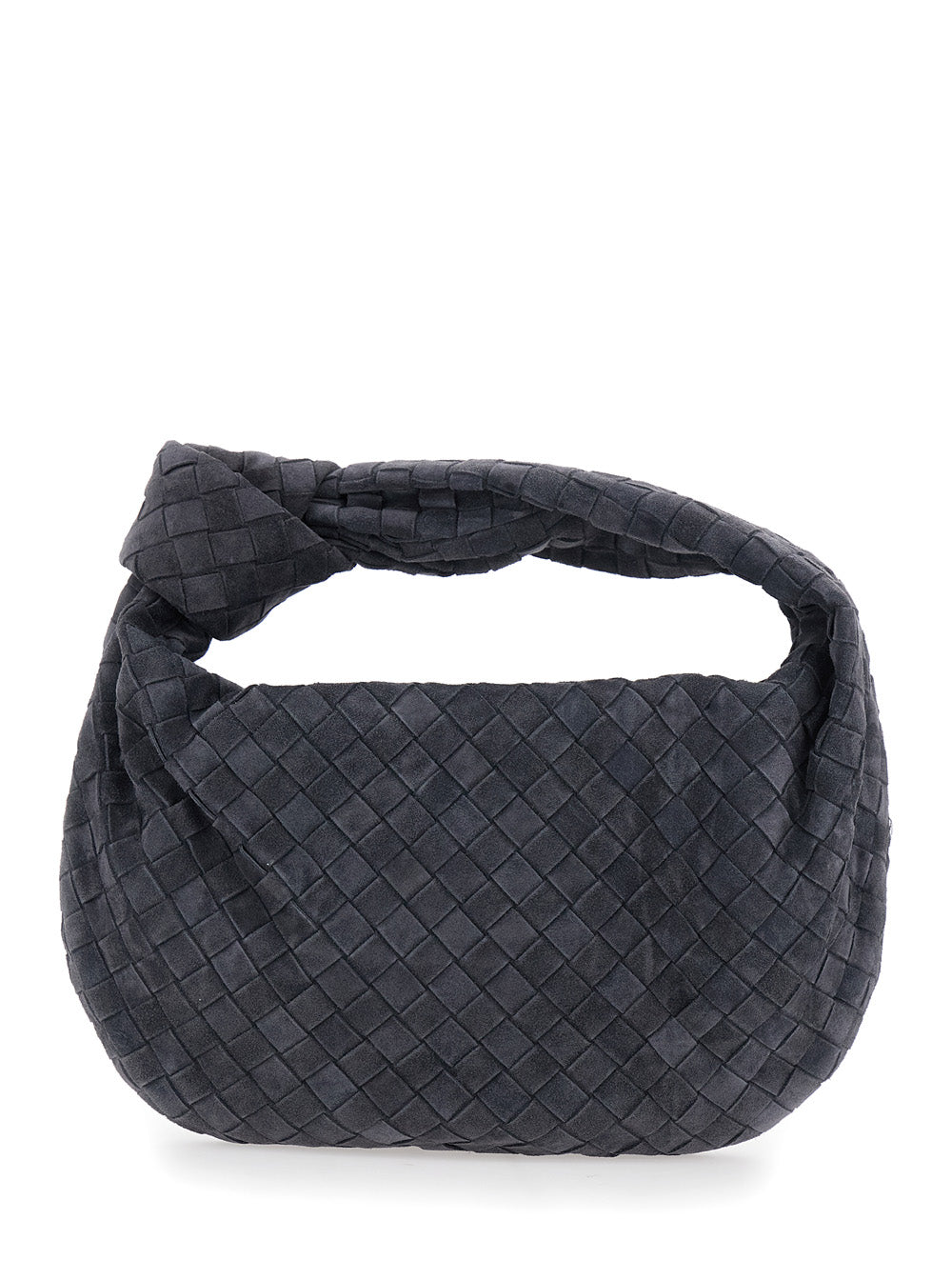 Bottega Veneta Women 'Jodie' Gray Shoulder Bag With Intreccio Motif In Suede For Women BOTTEGA VENETA