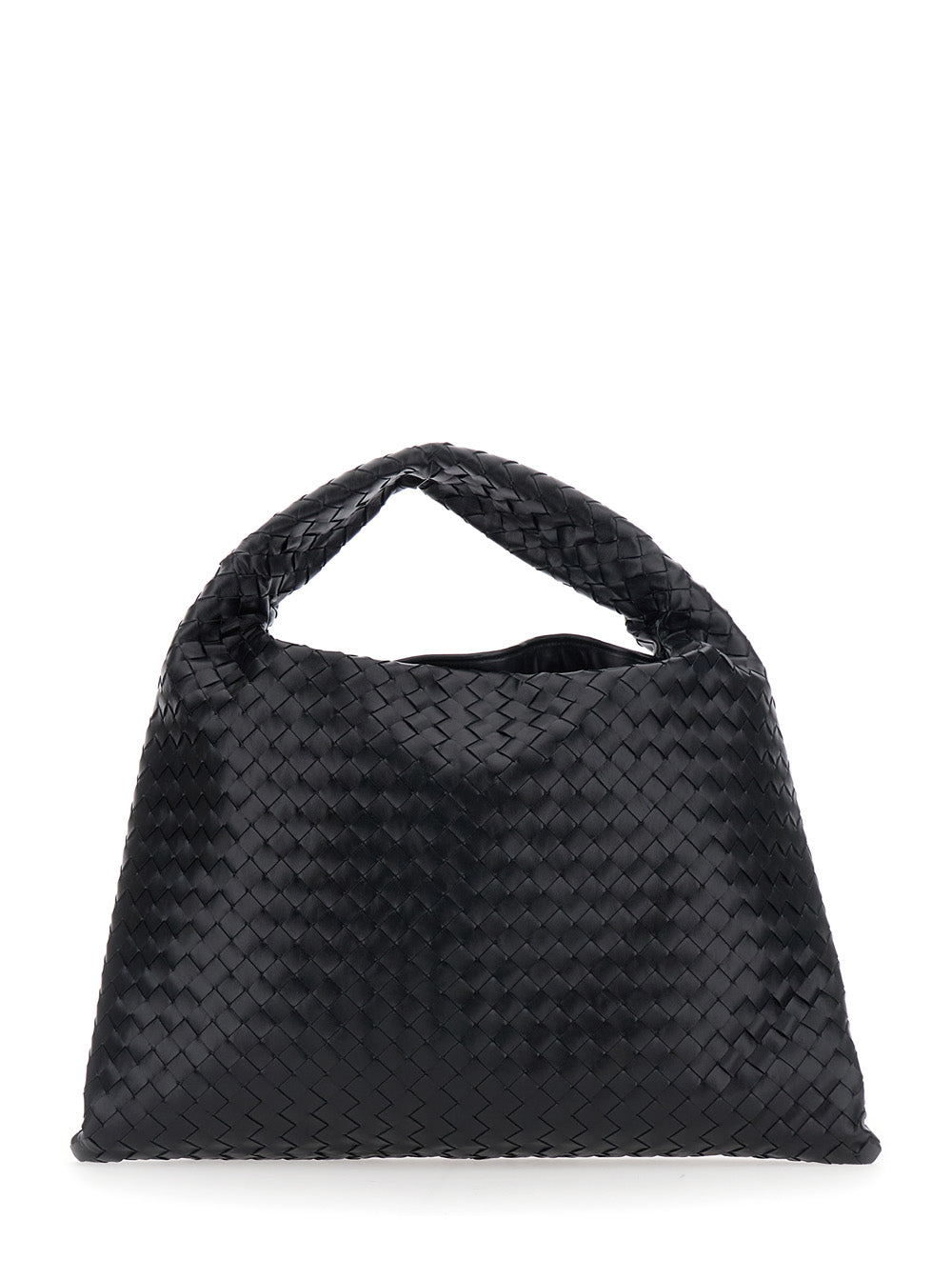 Bottega Veneta Women Black Shoulder Bag With Intreccio Motif In Leather For Women