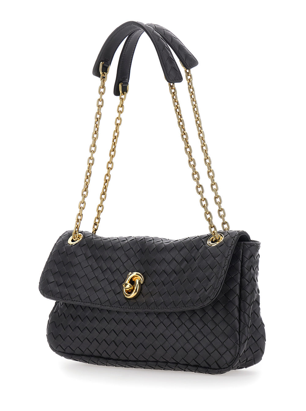 Bottega Veneta Women 'Madison' Brown Crossbody Bag With Chain Strap And Knot Detail On The Front In Leather For Women