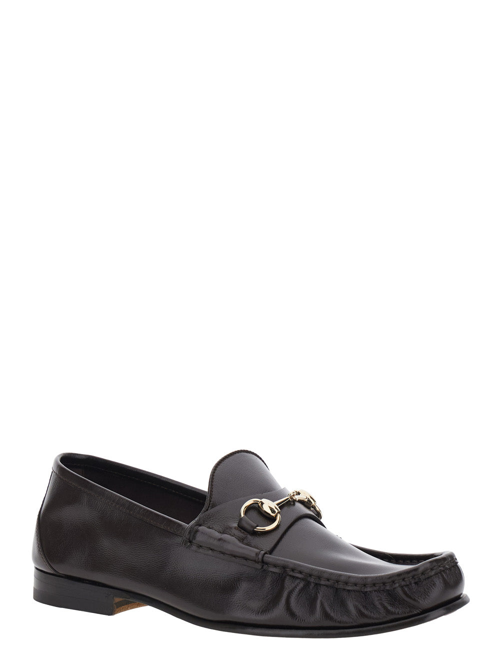 Gucci Men 'Lugano' Brown Loafers With Horsebit Plaque On The Front And Low Heel In Leather For Men