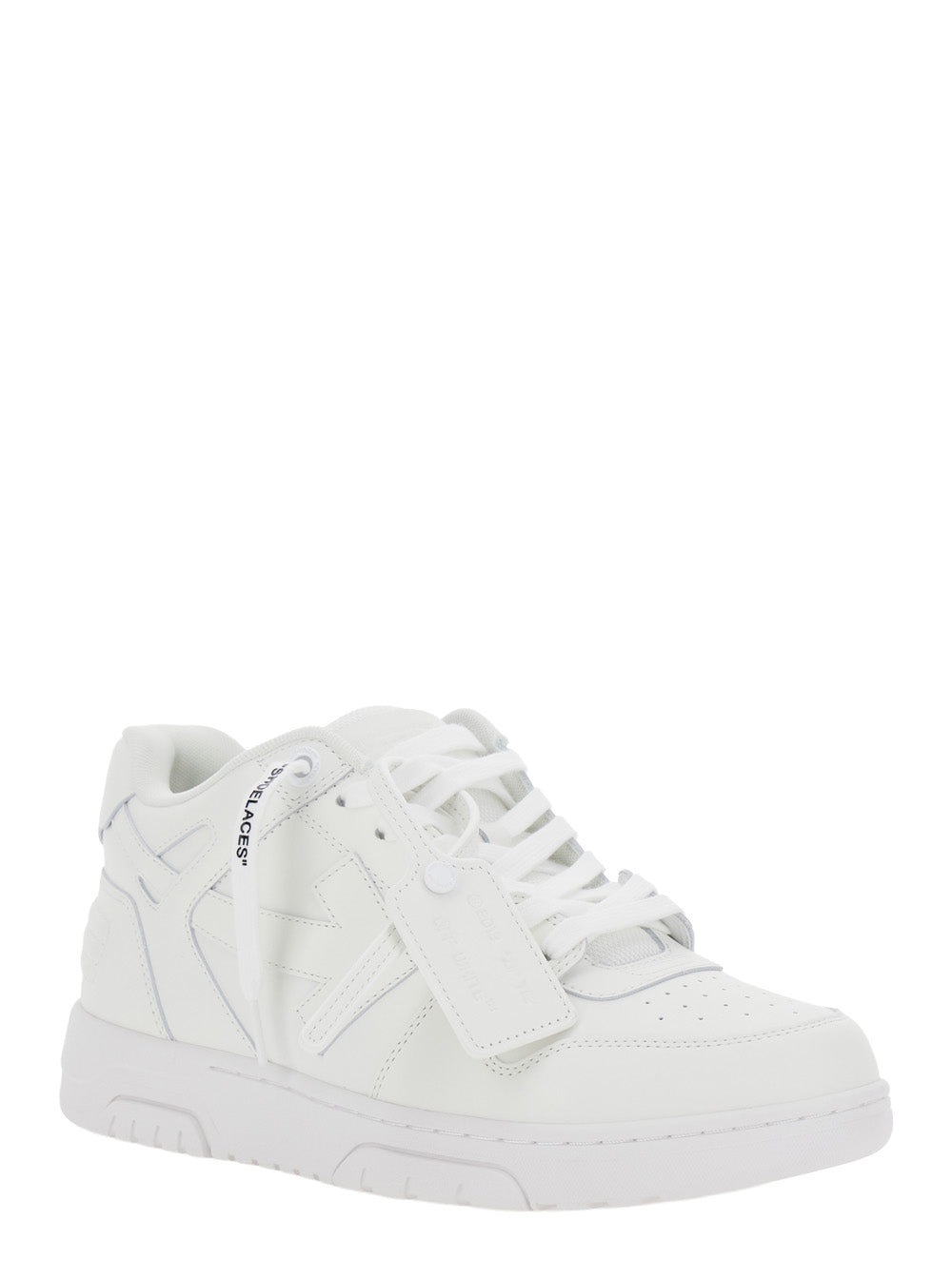 Off-White Men 'Out Of Office' White Sneakers With Logo Lettering On The Heel And Perforated Details In Leather For Men