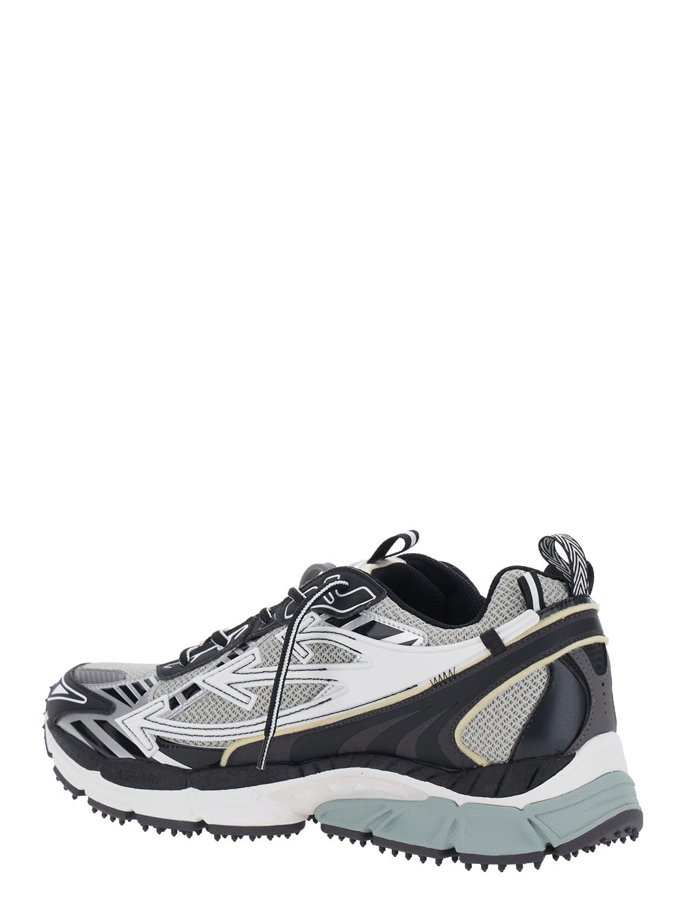 Off-White Men 'Be Right Back' Gray Sneakers With Mesh Inserts And Arrow Detail On The Side In Leather And Tech Fabric For Men