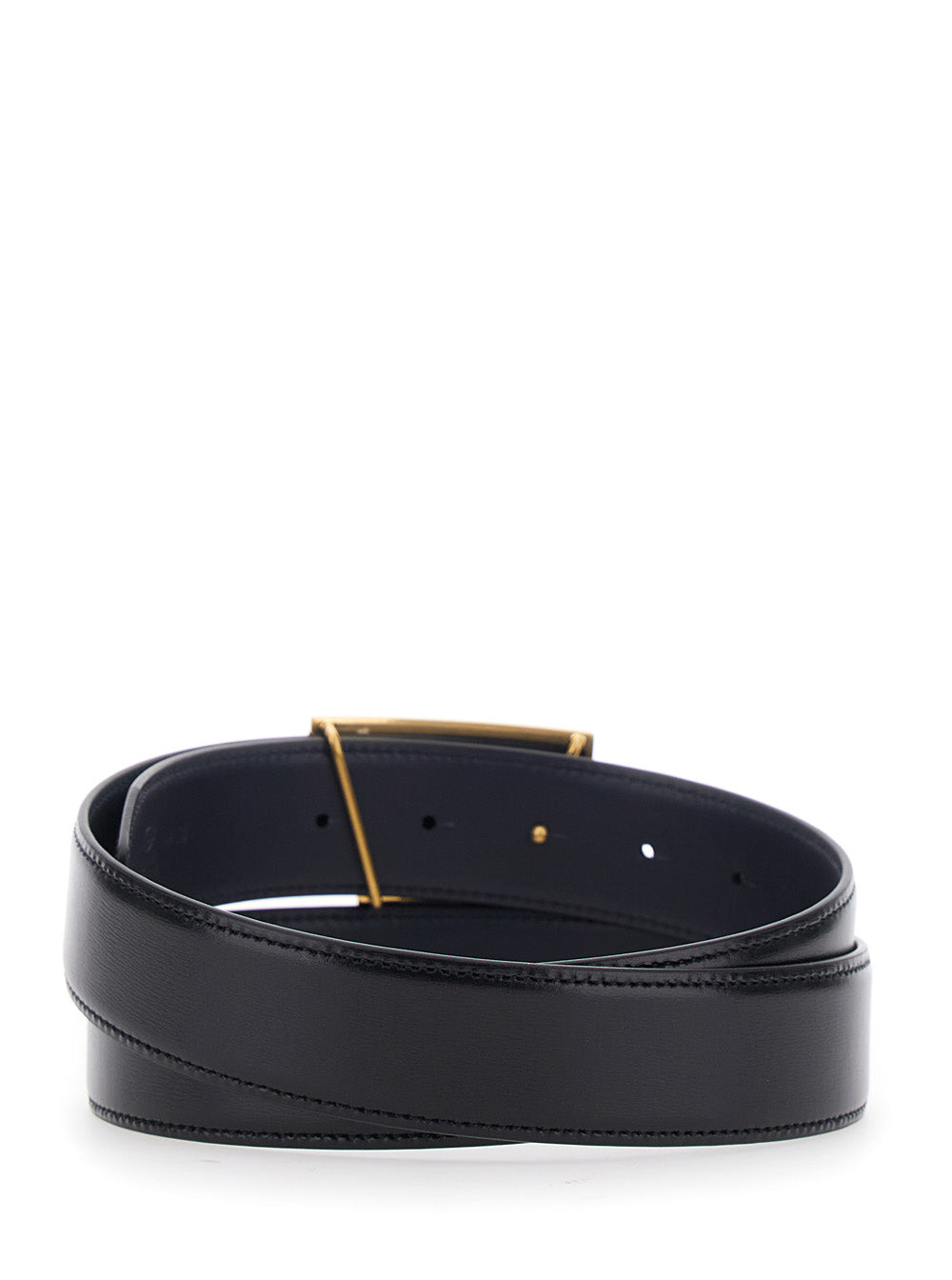 Tod's Men Black Belt With T Buckle In Smooth Leather For Men