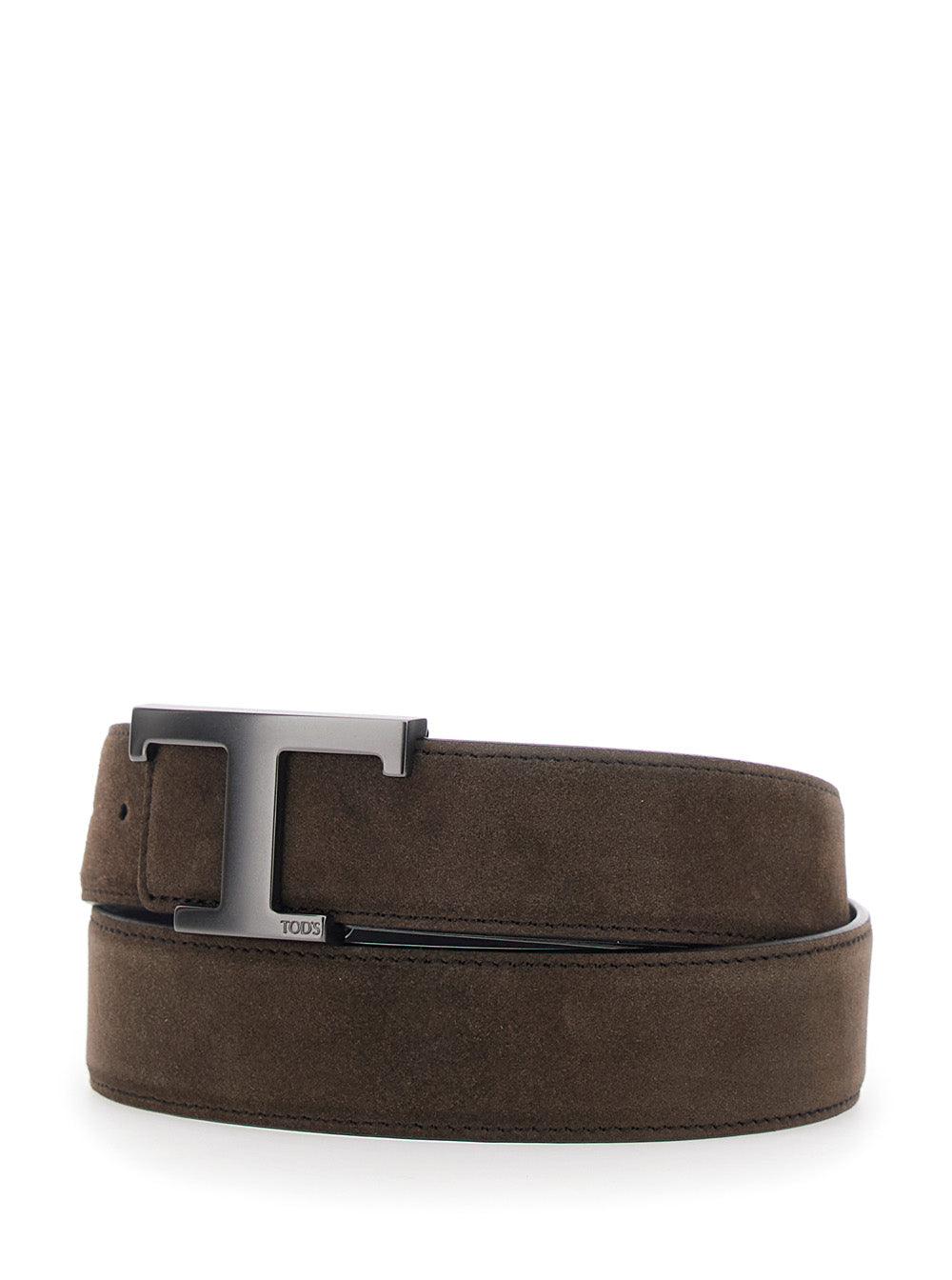 Tod's Men Brown Belt With T Buckle Closure In Suede For Men