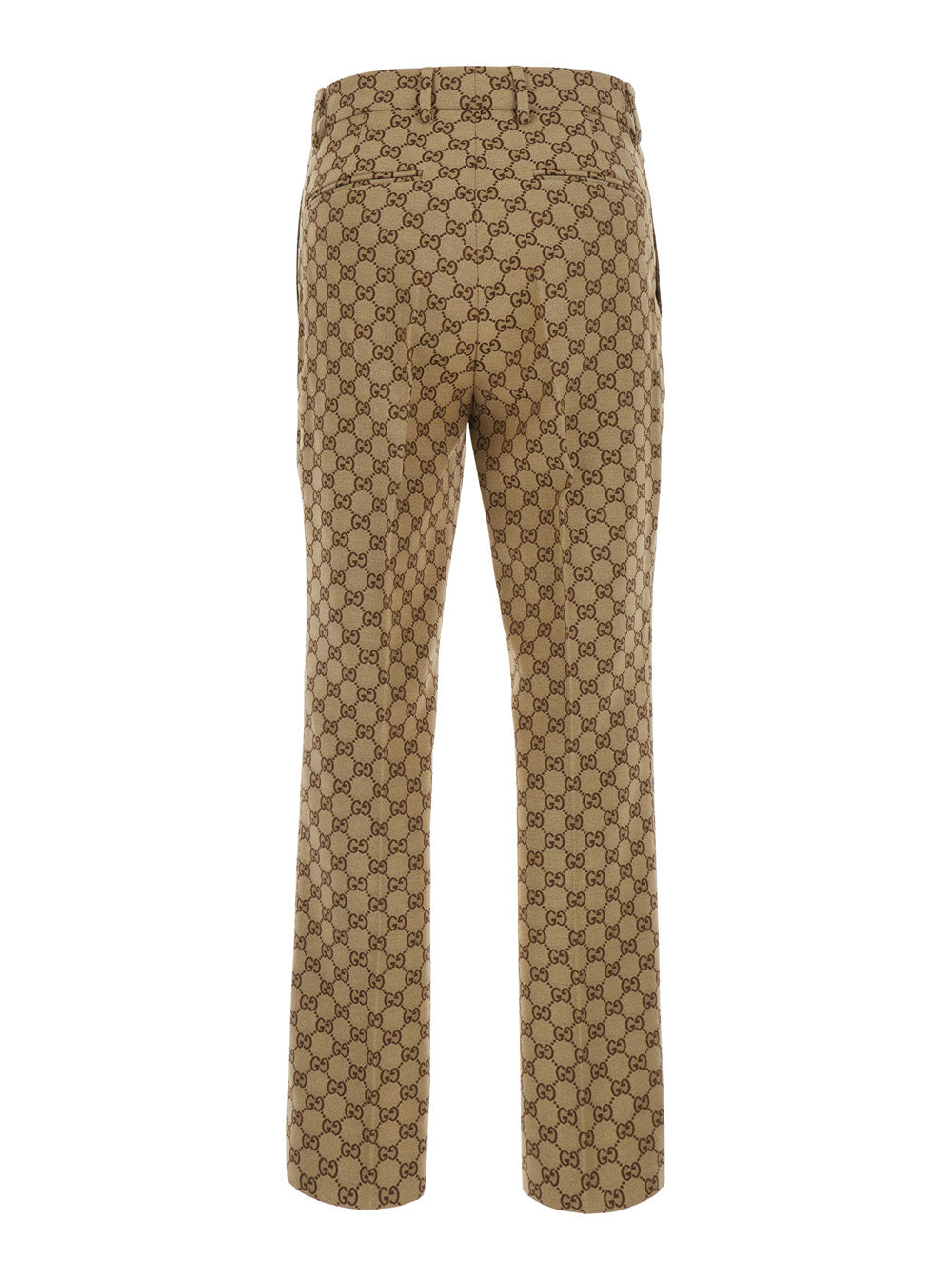 Gucci Women Beige Pants With Gg All-Over Motif In Fabric For Women