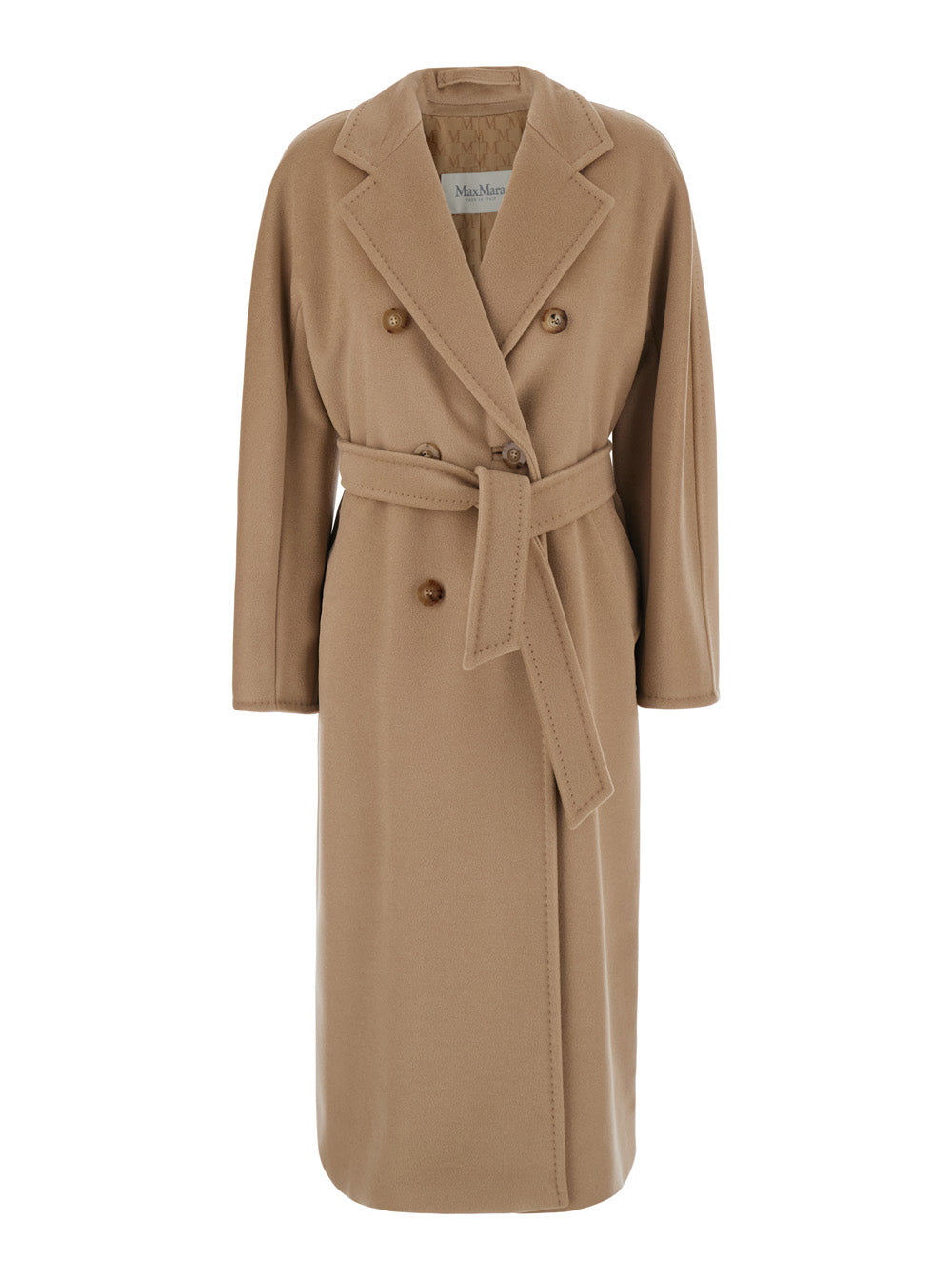 Max Mara Women 'Madame' Beige Coat With Notched Revers And Belt Closure On The Front In Blend Wool And Cashmere For Women