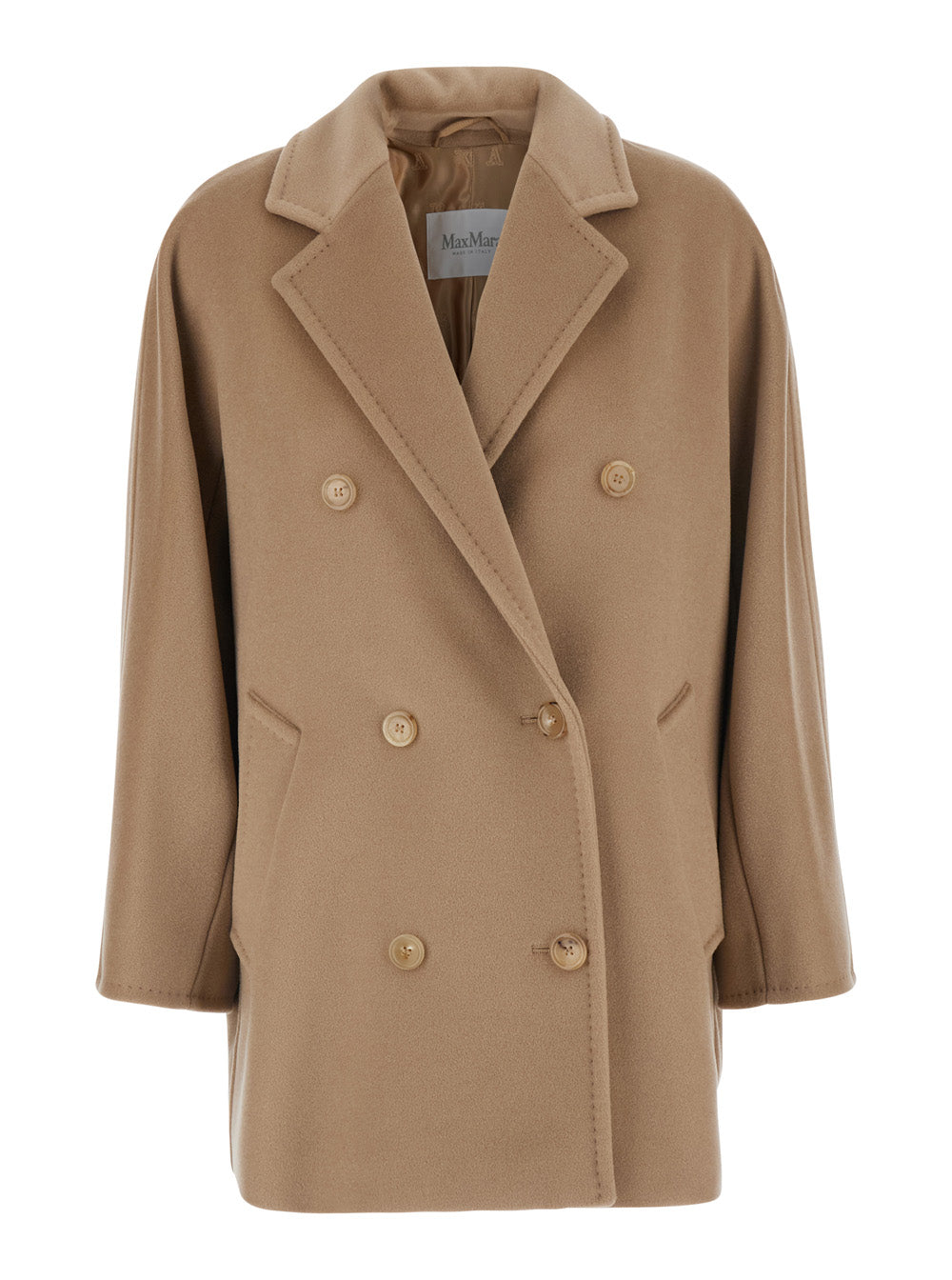 Max Mara Women 'Rebus' Beige Short Double-Breasted Coat With Notched Revers In Wool And Cashmere For Women
