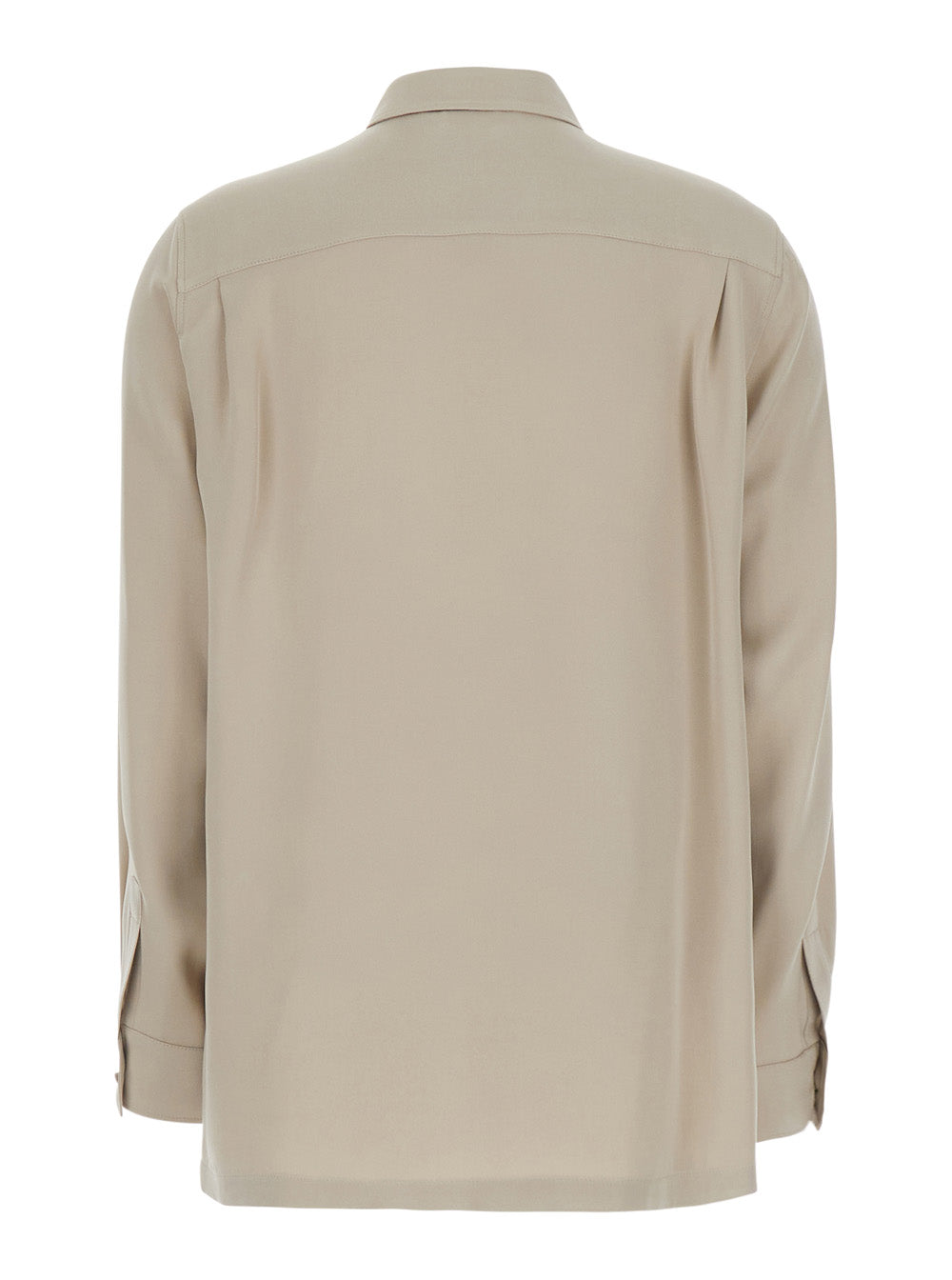 Max Mara Women 'Geranio' Beige Shirt With Classic Collar And Logo Embroidery On The Front In Silk For Women