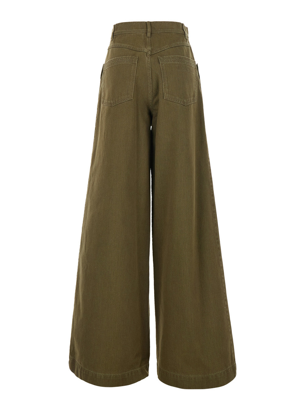 Max Mara Women 'Alaro' Green Jeans With Patch Pockets On The Back And Wide Leg In Denim For Women
