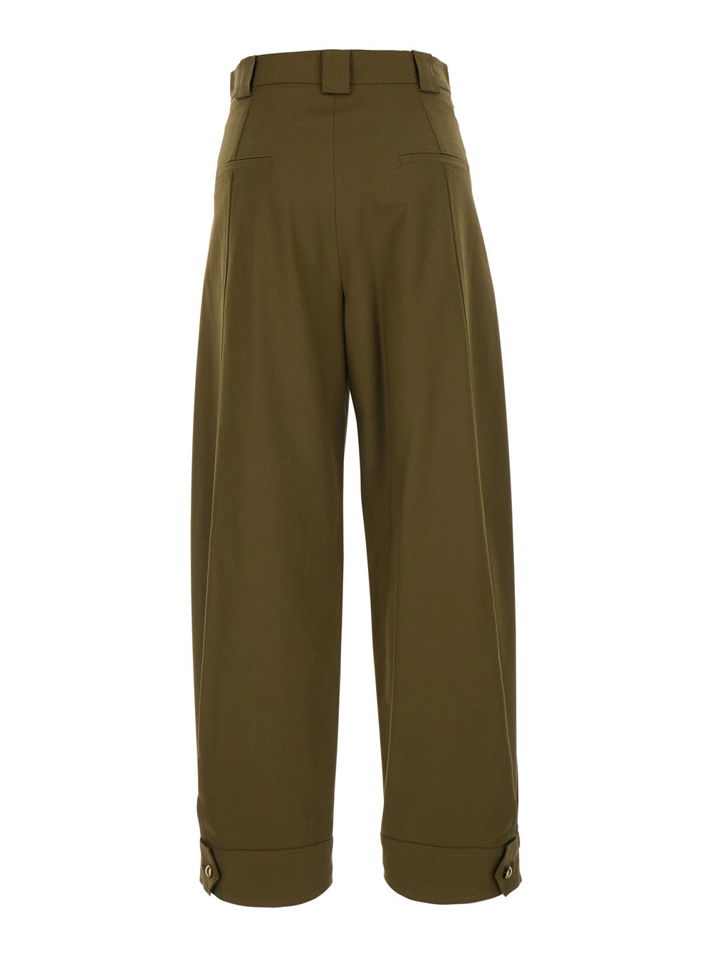 Max Mara Women 'Adorni' Green Pants With Button Hem And Patch Pockets In Cotton For Women