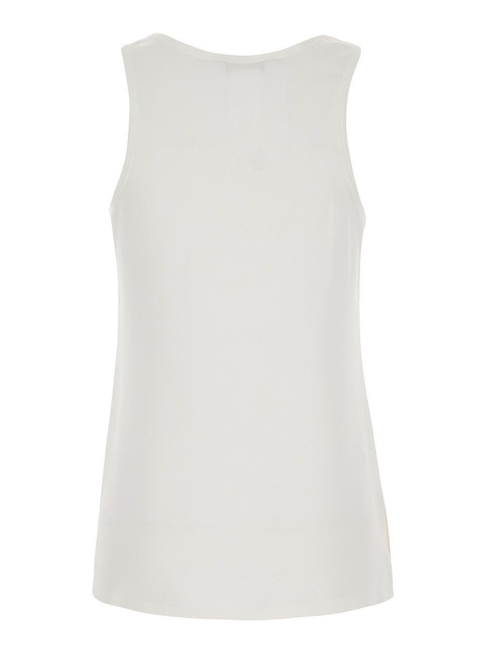 Max Mara Women 'Pavido' White Sleeveless Top With Round Neck And Tone-On-Tone Logo Embroidery On The Front In Silk For Women