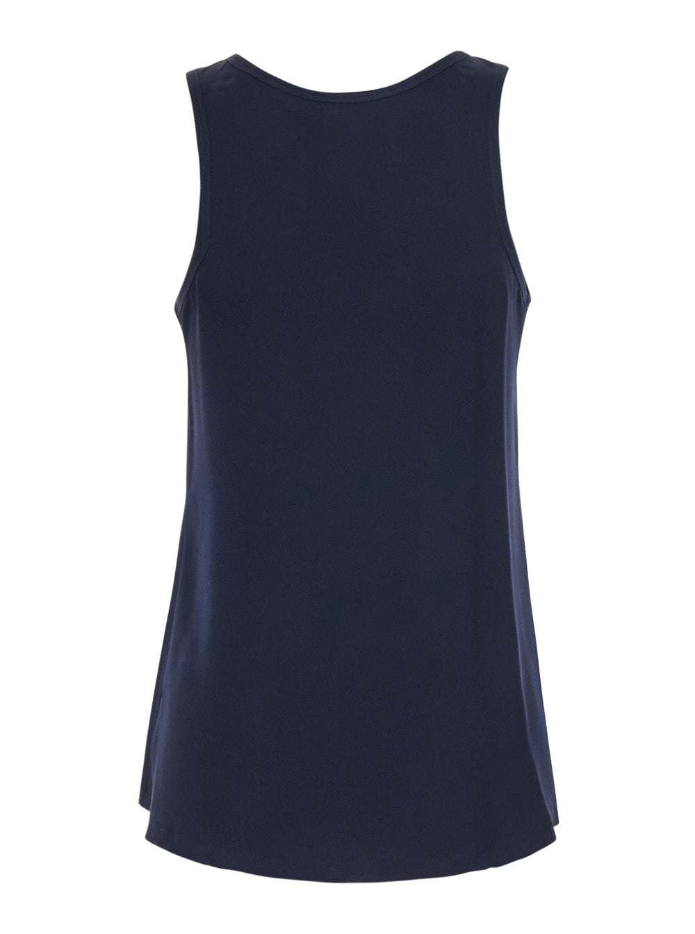 Max Mara Women 'Pavido' Blue Sleeveless Top With Round Neck And Tone-On-Tone Logo Embroidery On The Front In Silk For Women