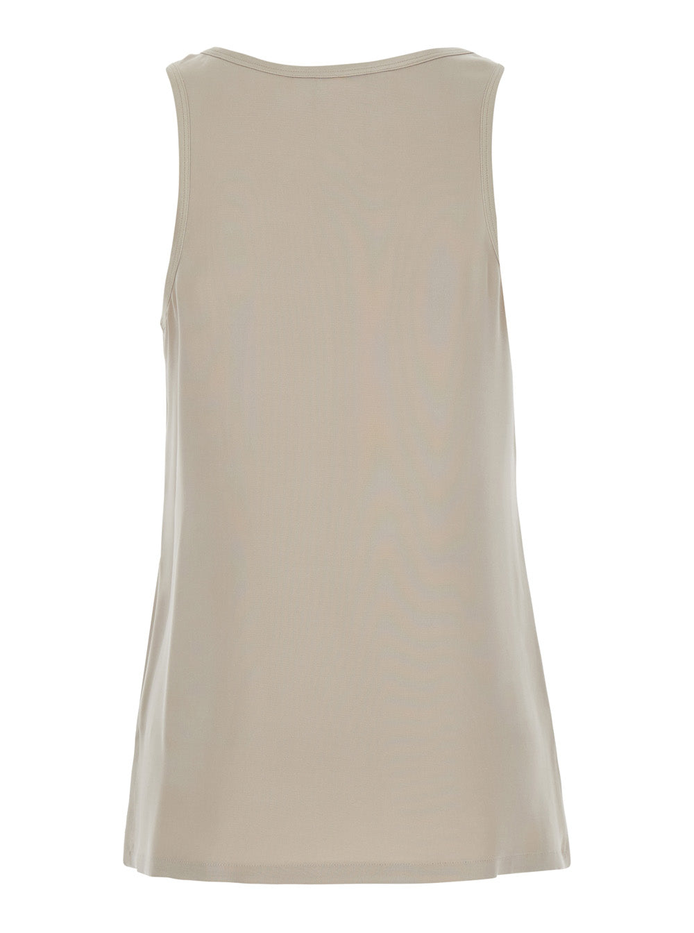 Max Mara Women 'Pavido' Beige Sleeveless Top With Round Neck And Tone-On-Tone Logo Embroidery On The Front In Silk For Women