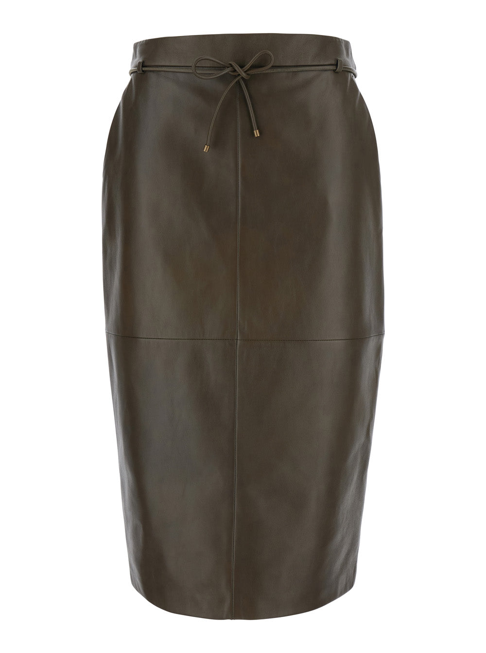Max Mara Women 'Fantino' Khaki Green Skirt With Bow On The Front And Zip Closure On The Back In Leather For Women