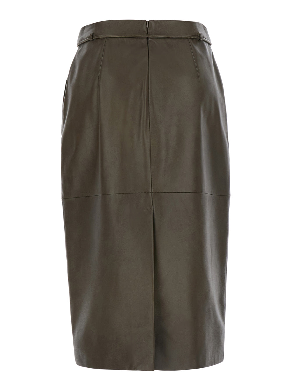 Max Mara Women 'Fantino' Khaki Green Skirt With Bow On The Front And Zip Closure On The Back In Leather For Women