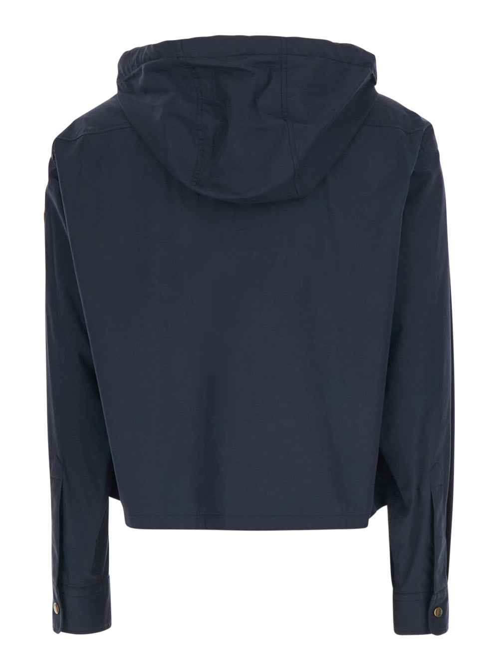 Moncler Women Blue Jacket With Removable Hood With Drawstring And Classic Collar In Stretch Cotton For Men