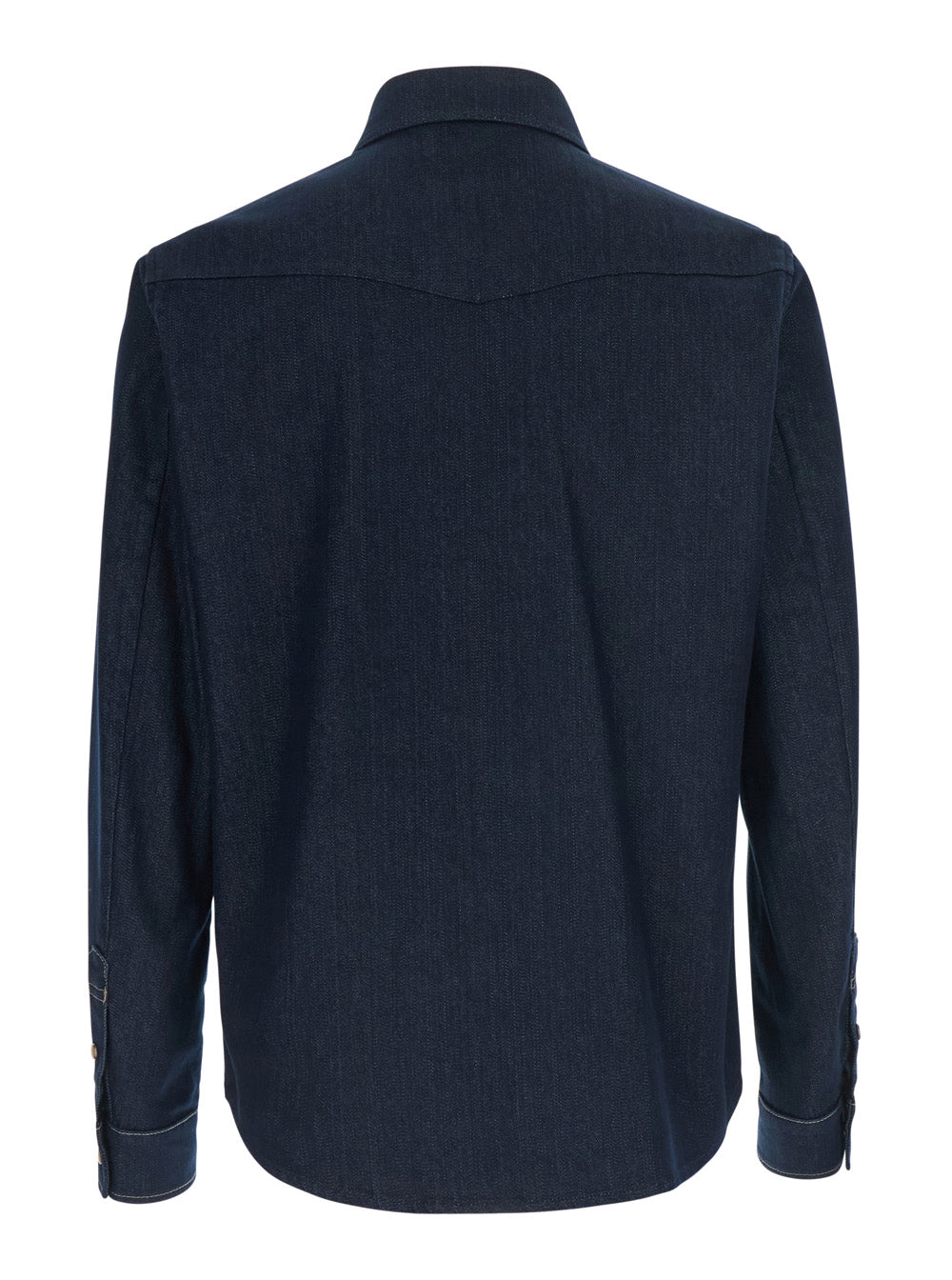 Moncler Men Blue Shirt With Classic Collar And Two Patch Pockets On The Front In Denim For Men