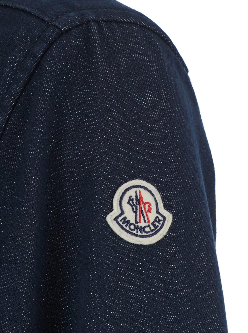 Moncler Men Blue Shirt With Classic Collar And Two Patch Pockets On The Front In Denim For Men