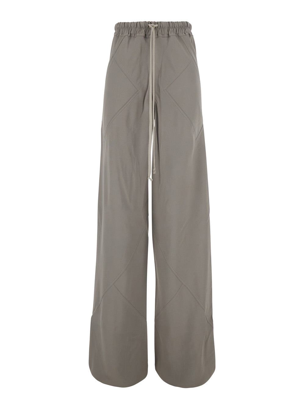 Rick Owens Women Gray Wide Leg Pants With Elastic Drawstring Waist In Viscose Blend For Women
