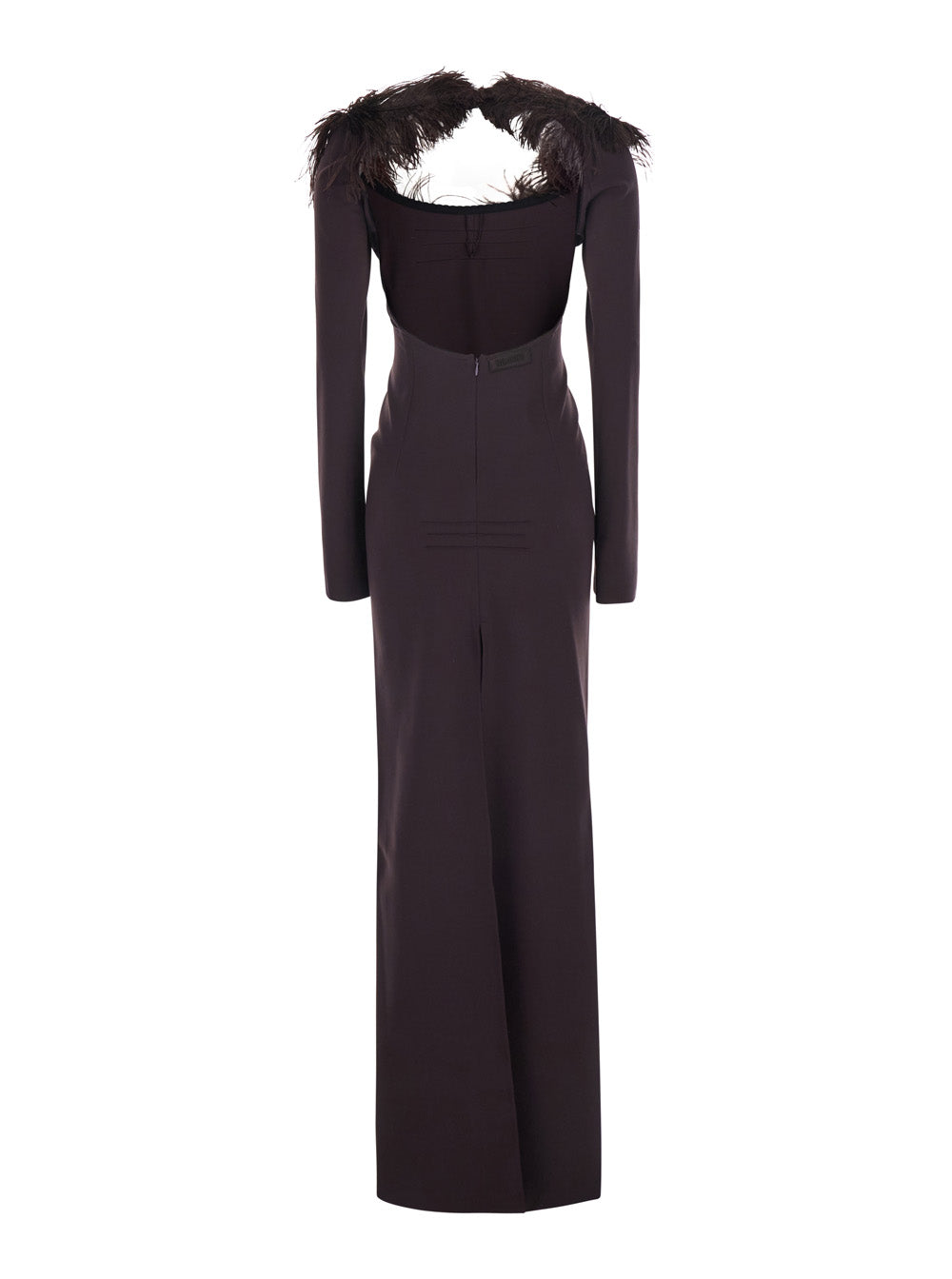 The Attico Women Embroidered Ostrich Feathers On Ponte Jersey Maxi Dress