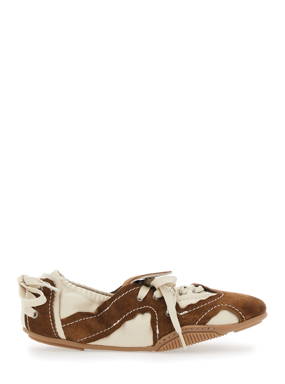 Acne Studios Women Beige Sneakers With Logo Patch On The Tongue And Decorative Laces On The Back In Suede For Women ACNE STUDIOS