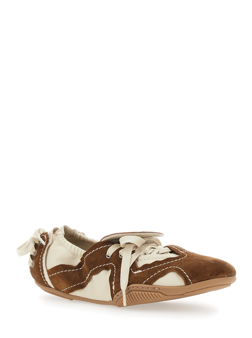 Acne Studios Women Beige Sneakers With Logo Patch On The Tongue And Decorative Laces On The Back In Suede For Women ACNE STUDIOS