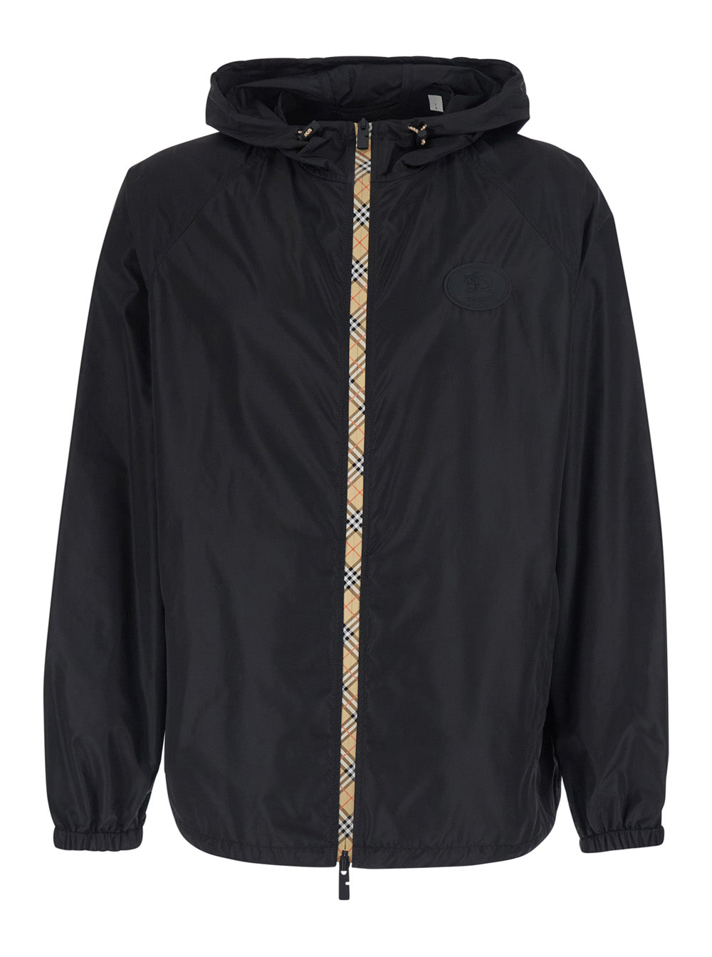 Burberry Men 'Clapton' Black Jacket With Logo Patch On The Front In Tech Fabric For Men BURBERRY