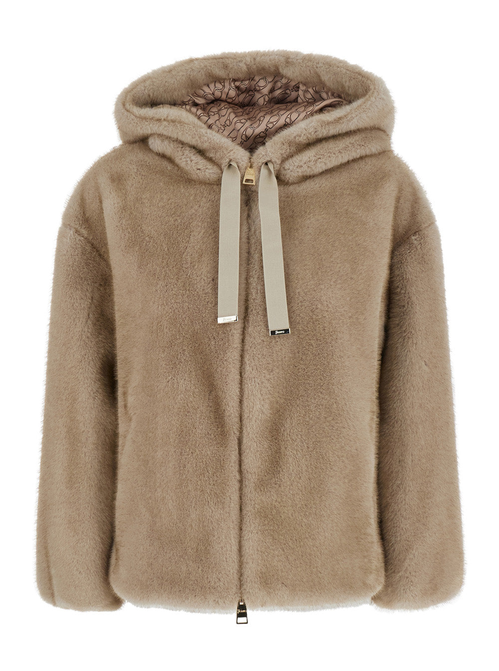 Herno Women Brown Hooded Jacket With Drawstring In Ecoleather For Women HERNO