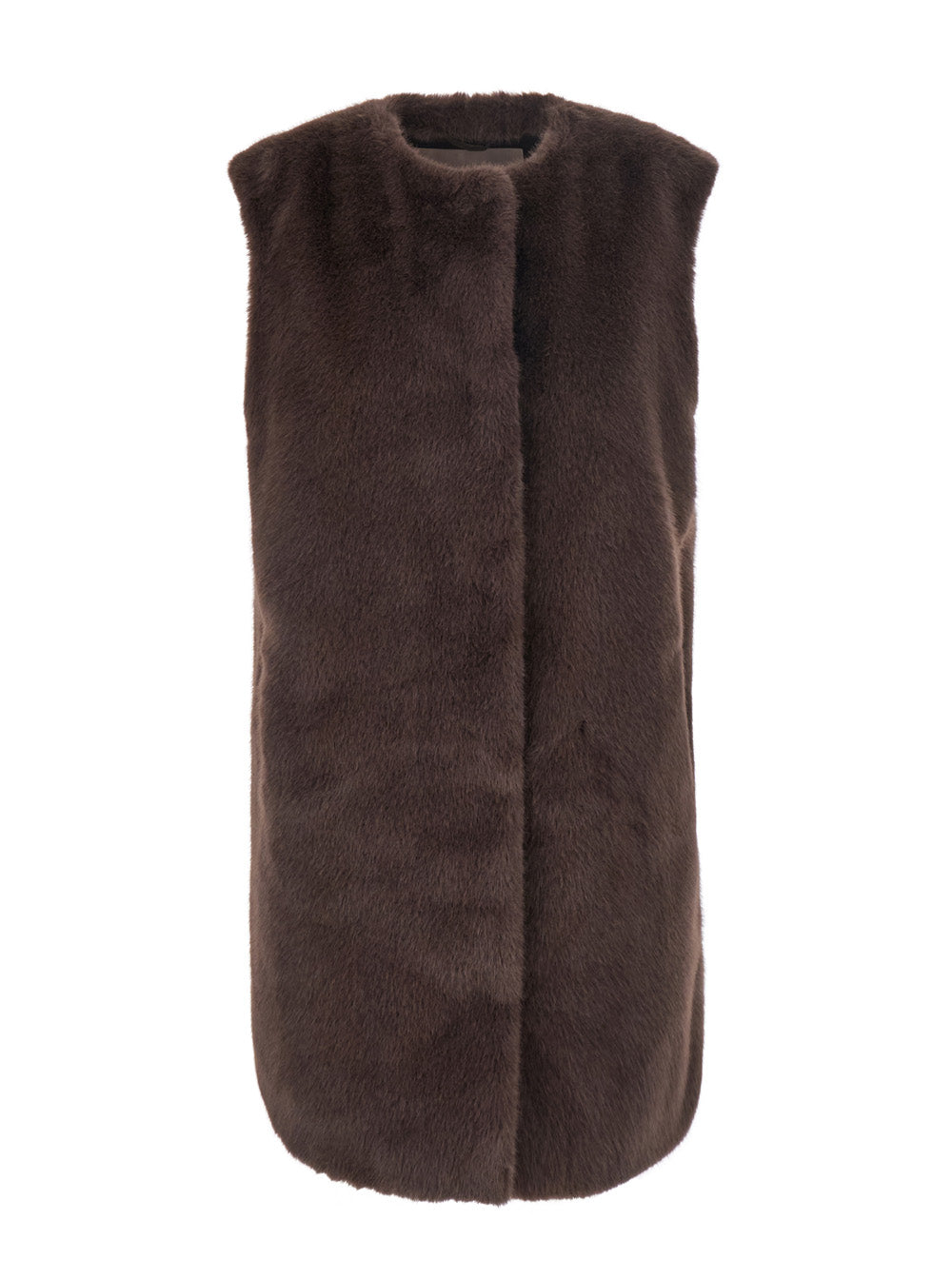 Herno Women Brown Fur With Round Collar In Faux Fur Woman HERNO