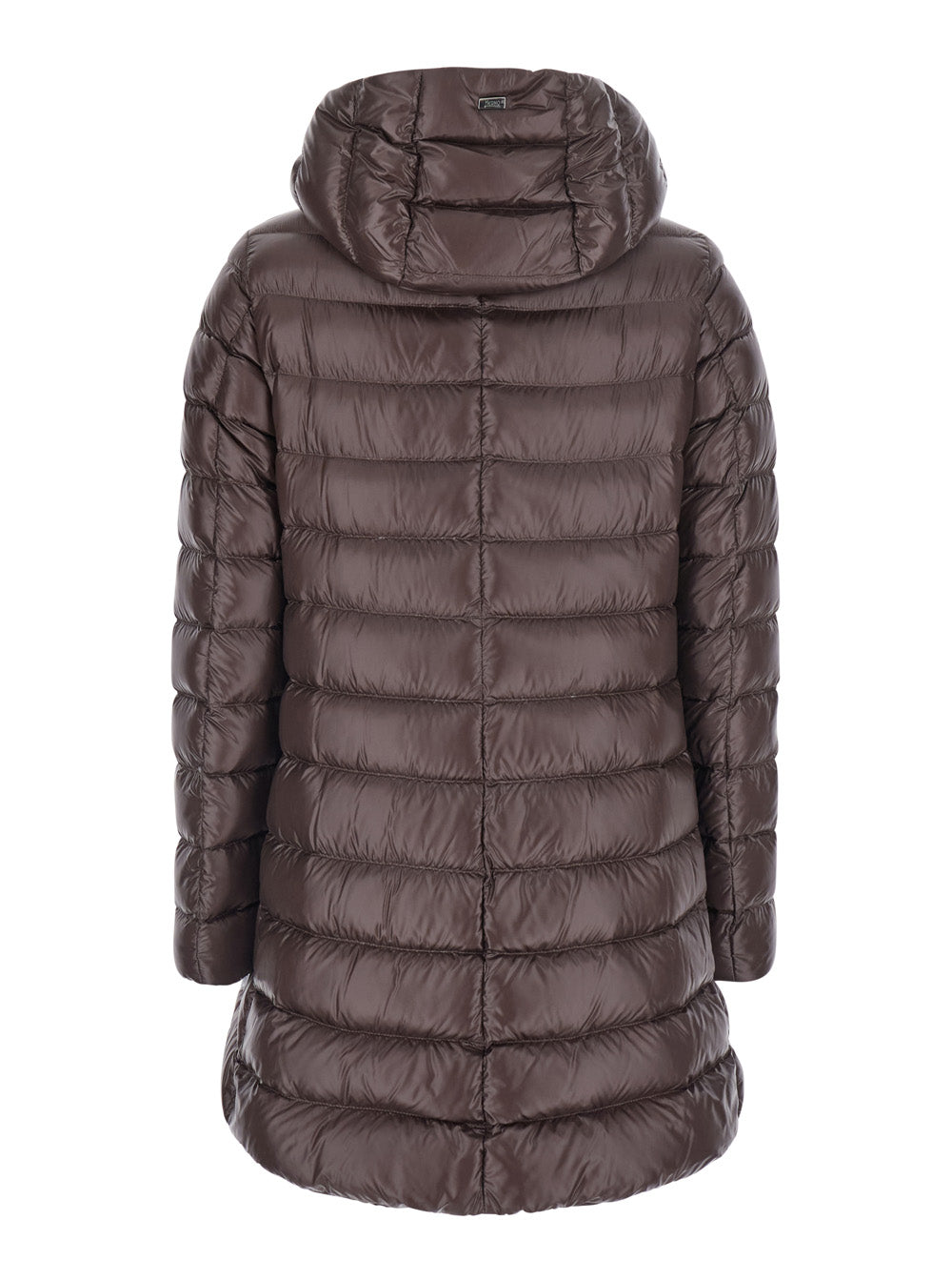 Herno Women Brown Down Jacket With Fixed Hood And Zip Pockets In Tech Fabric Woman HERNO