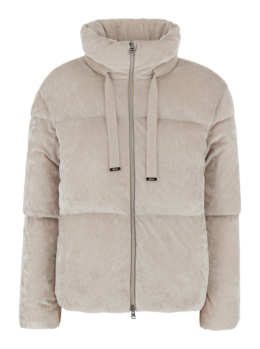Herno Women Beige Jacket With High Collar And Long Sleeves In Velvet Effect Fabric Woman HERNO