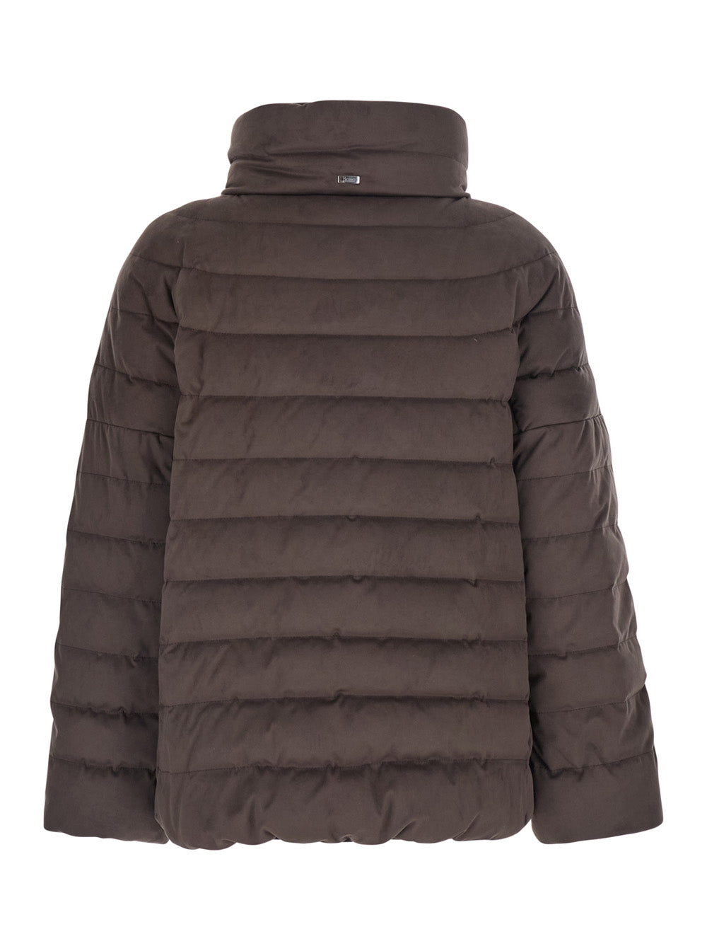 Herno Women Brown Down Jacket With High Collar And Design In Faux Suede In Fabric For Women HERNO