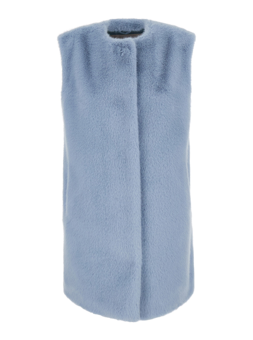 Herno Women Blue Fur With Round Collar In Faux Fur Woman HERNO