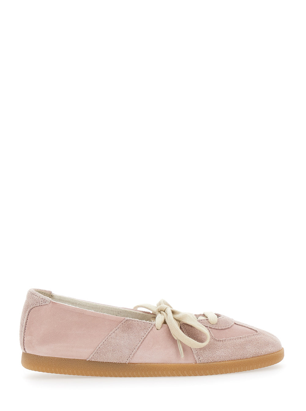 Maison Margiela Women Pink Low Top Sneakers With Laces On The Front In Leather And Suede For Women MAISON MARGIELA