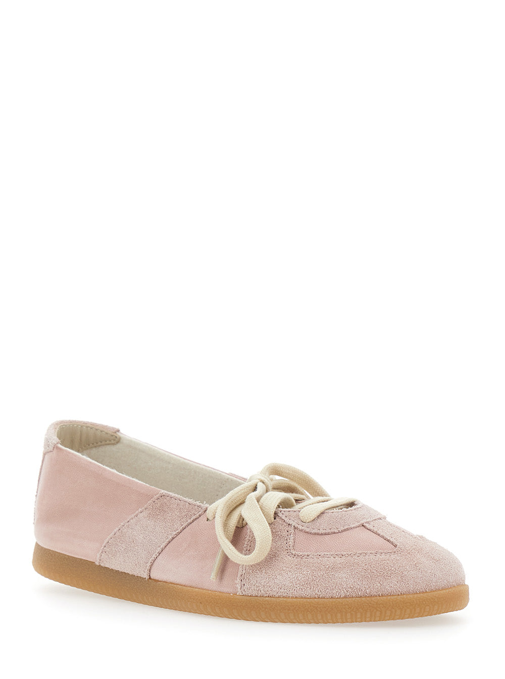Maison Margiela Women Pink Low Top Sneakers With Laces On The Front In Leather And Suede For Women MAISON MARGIELA