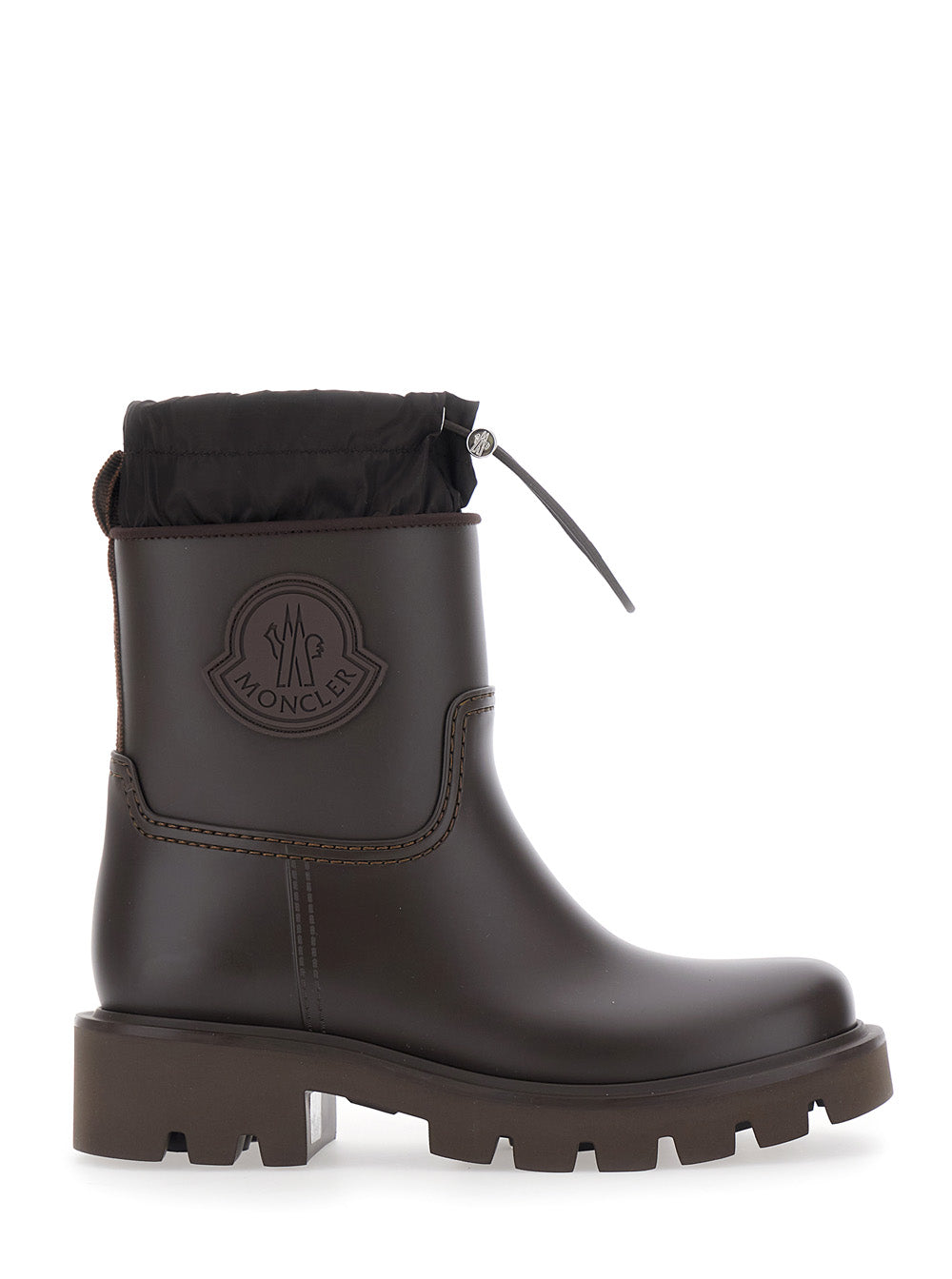 Moncler Women 'Kickstream' Brown Rain Boots With Logo On The Side And Drawstring Closure In Pvc For Women MONCLER