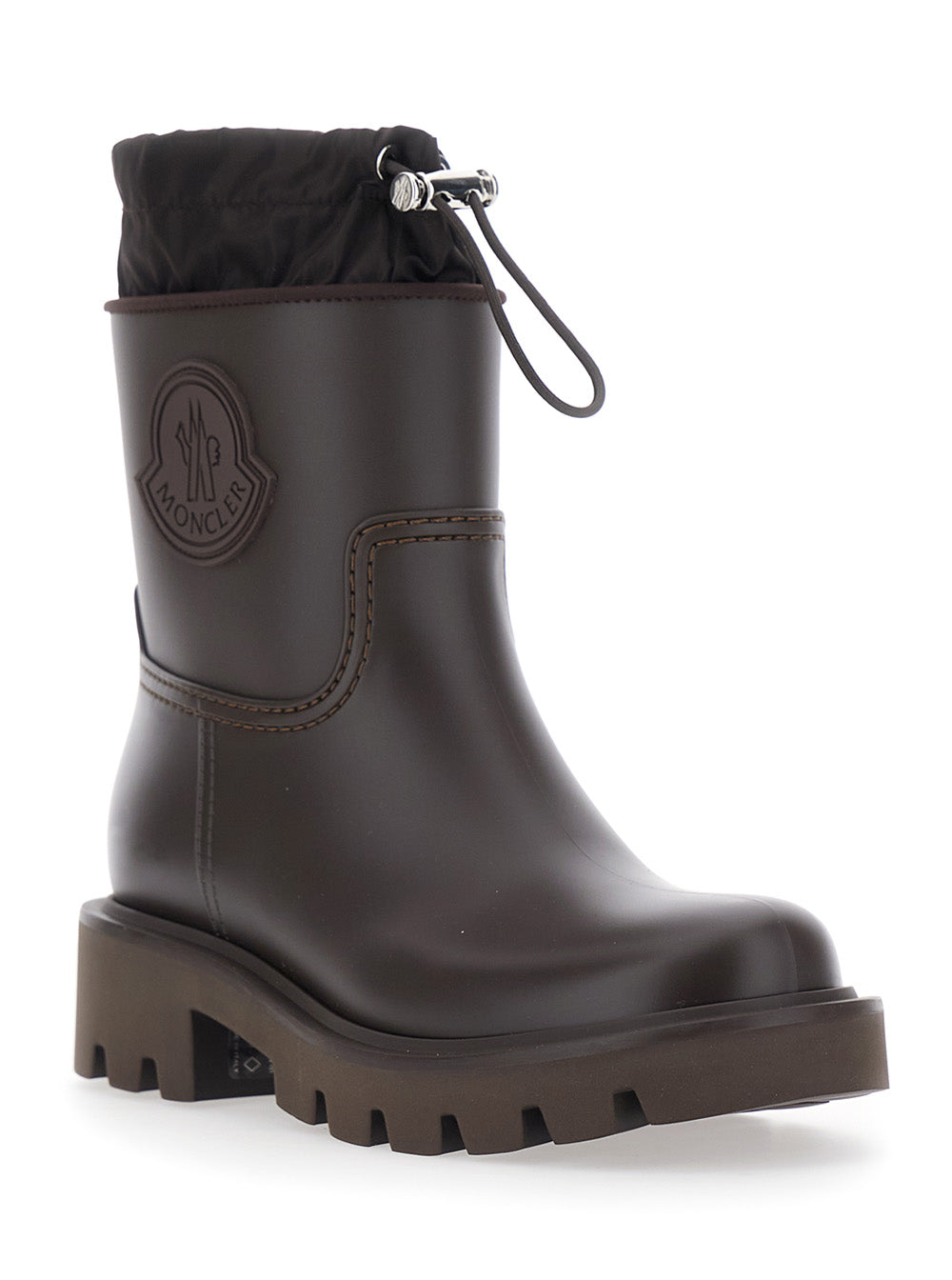 Moncler Women 'Kickstream' Brown Rain Boots With Logo On The Side And Drawstring Closure In Pvc For Women MONCLER
