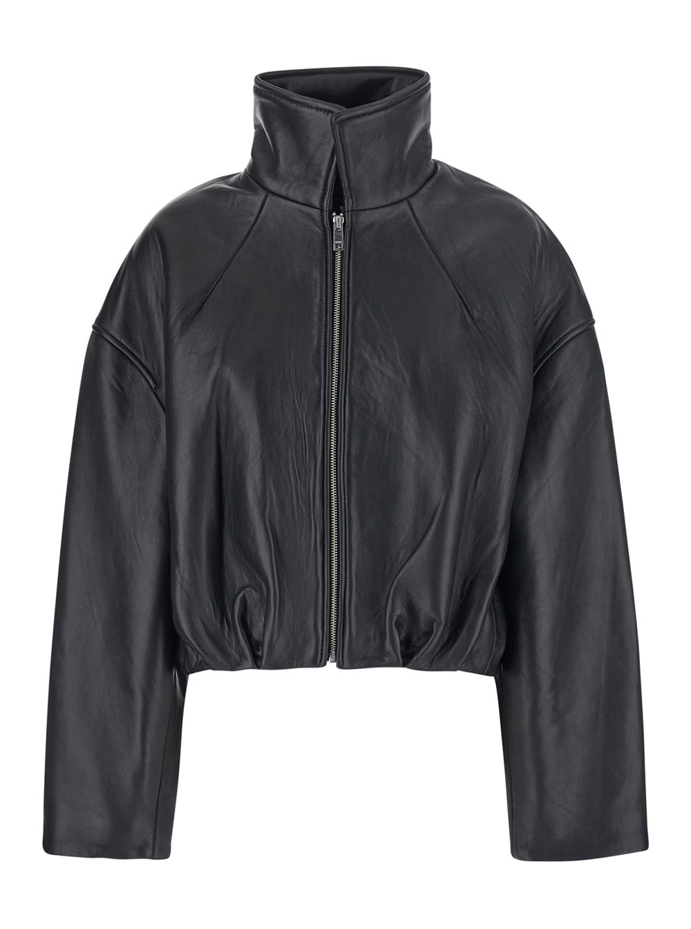 Rotate Women Black Oversized Jacket With Dropped Shoulders And Boxy Design In Leather For Women ROTATE