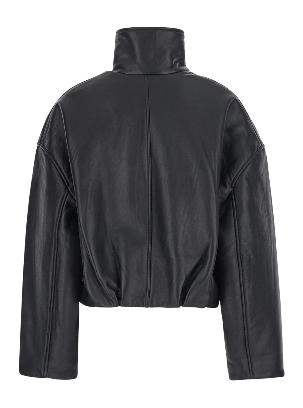 Rotate Women Black Oversized Jacket With Dropped Shoulders And Boxy Design In Leather For Women ROTATE