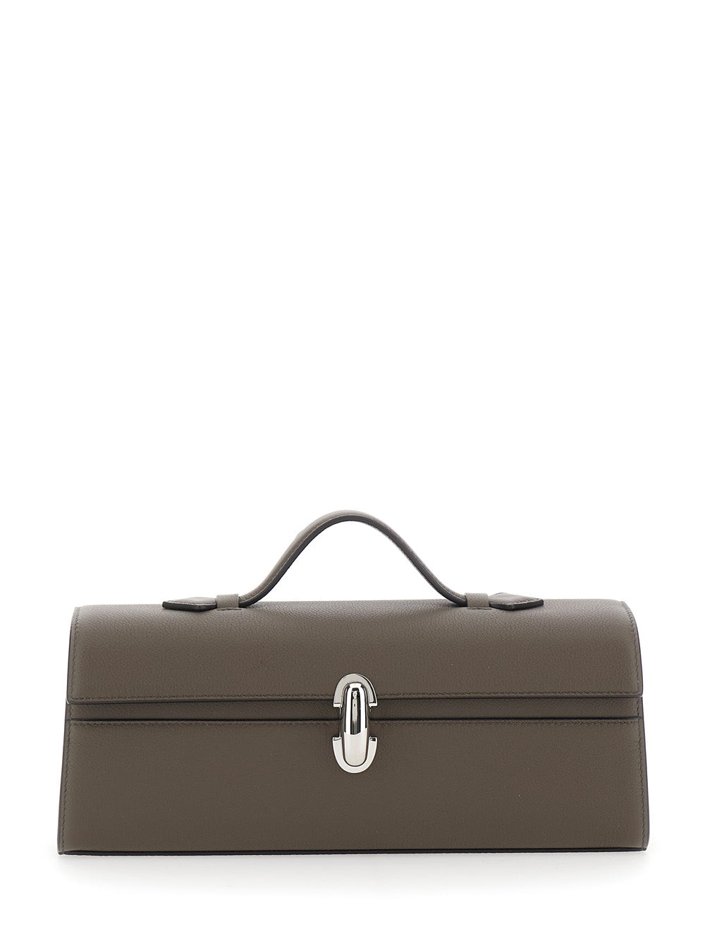 Savette Women 'Symmetry' Brown Slim Handbag With Top Handle And Turnlock Closure In Leather For Women SAVETTE