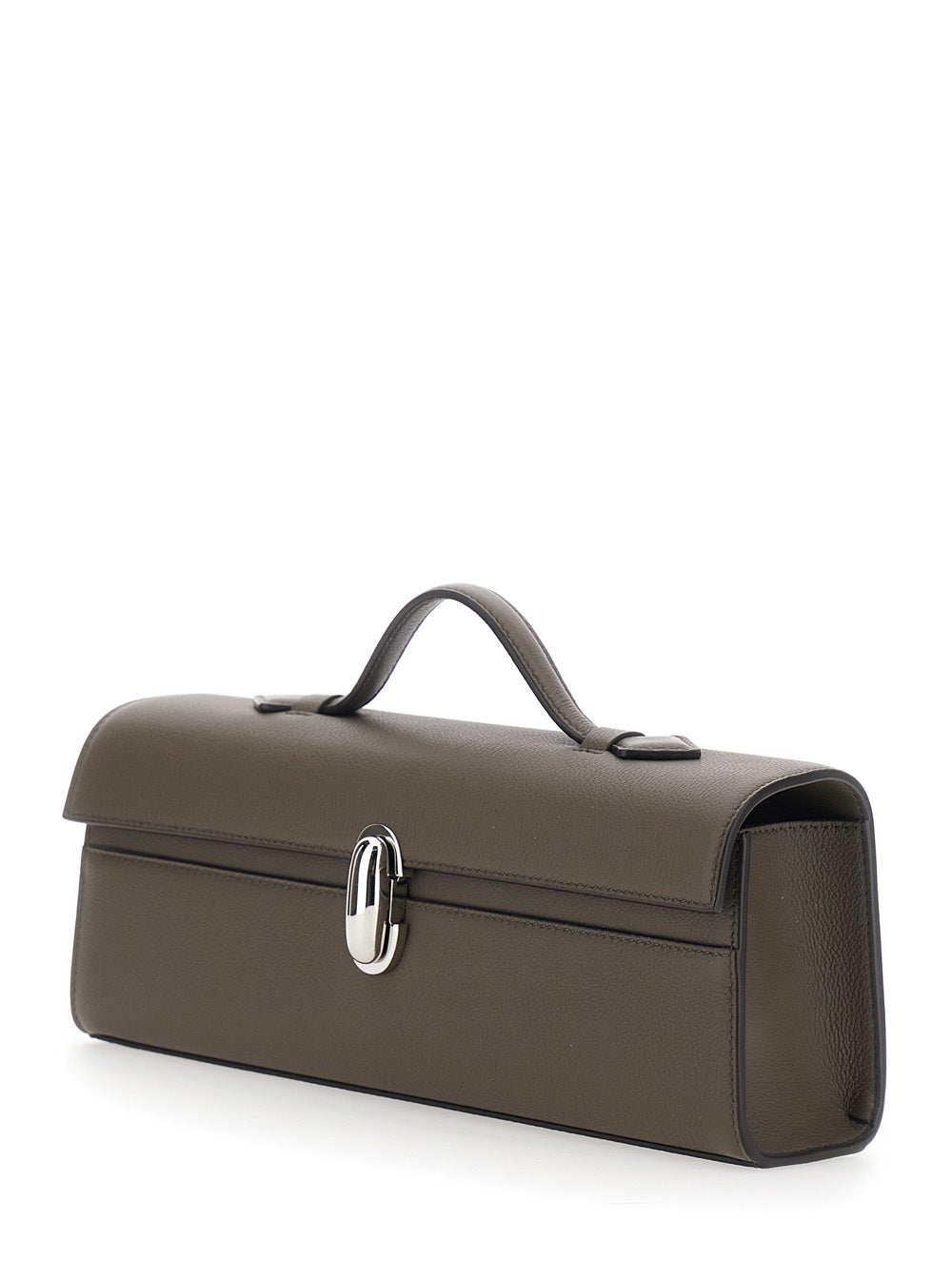 Savette Women 'Symmetry' Brown Slim Handbag With Top Handle And Turnlock Closure In Leather For Women SAVETTE