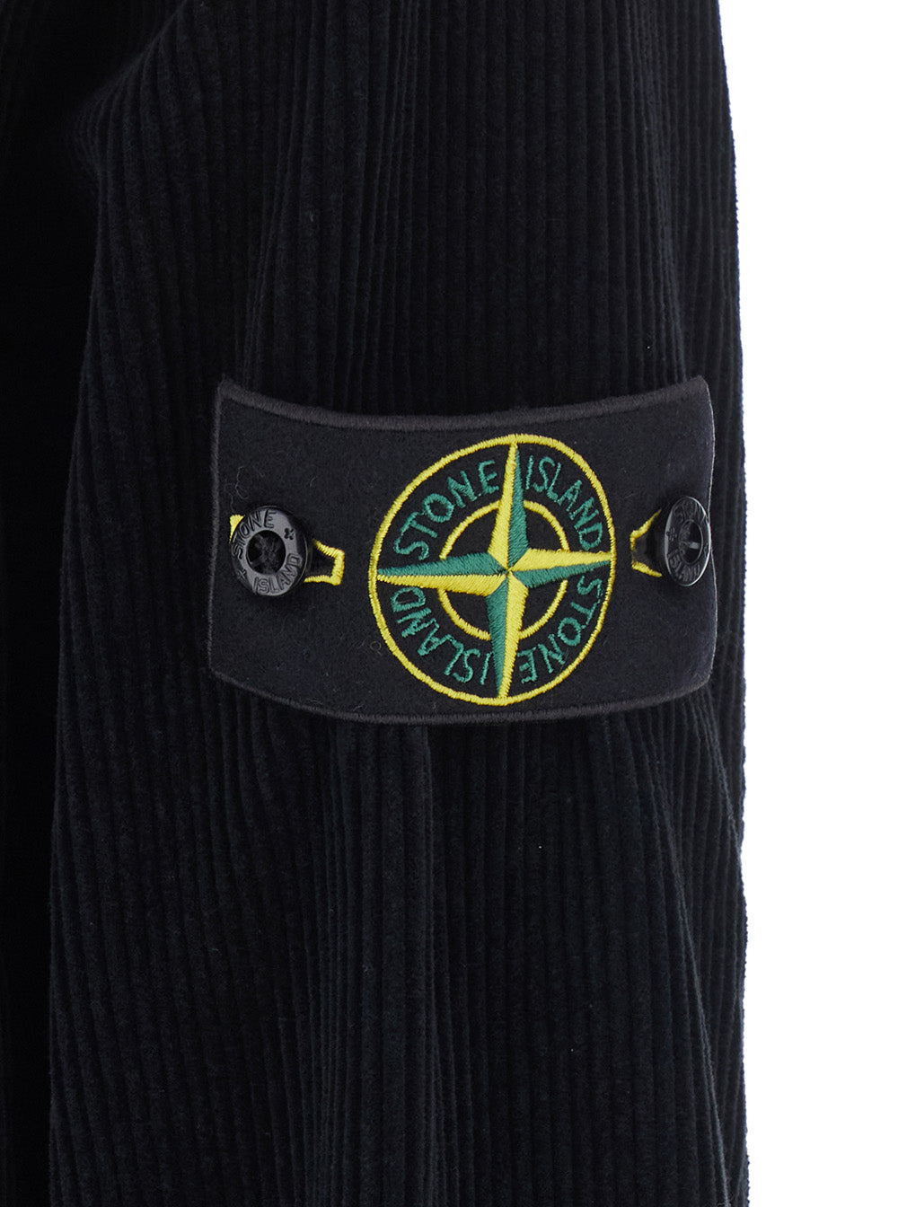 Stone Island Men Black Jacket With Patch Pocket On The Front And Logo Patch On The Front In Corduroy For Men STONE ISLAND
