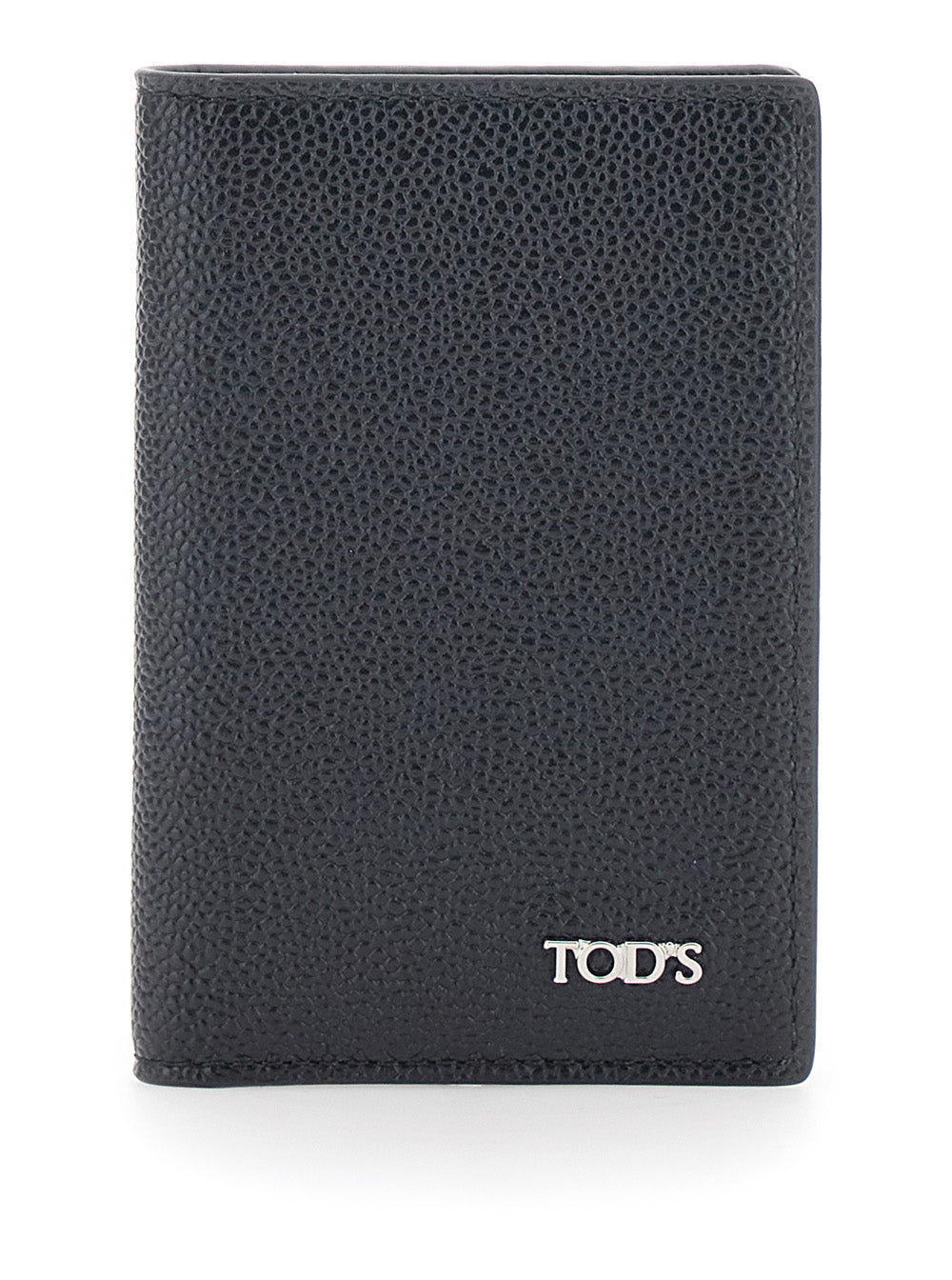 Tod's Men Black Cardholder With Metallic Logo Lettering In Grained Leather Man TOD'S