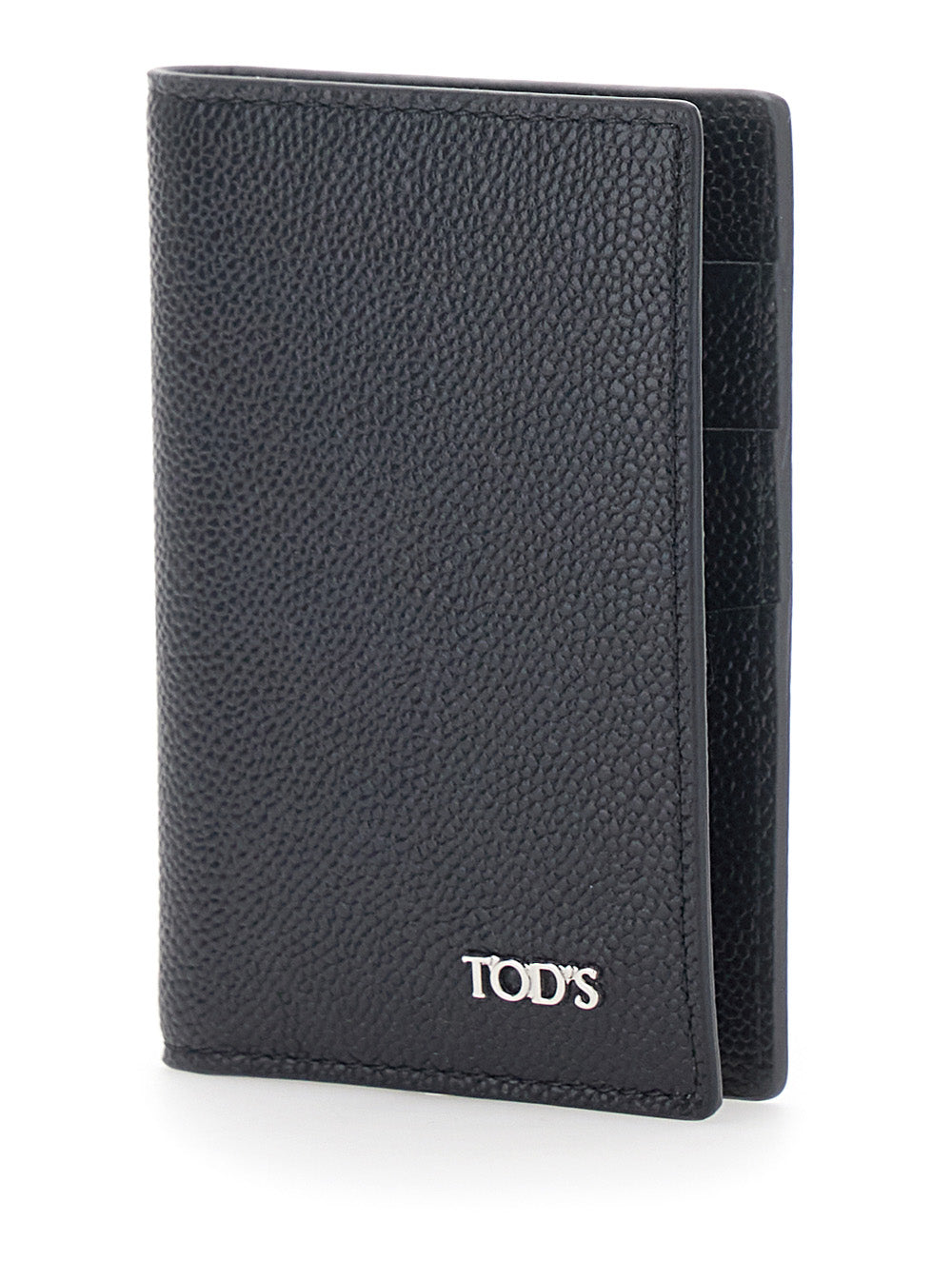 Tod's Men Black Cardholder With Metallic Logo Lettering In Grained Leather Man TOD'S
