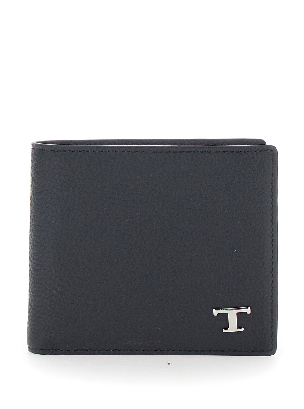Tod's Men Black Bifold Wallet With Metal T Logo Plate On The Front In Leather For Men TOD'S