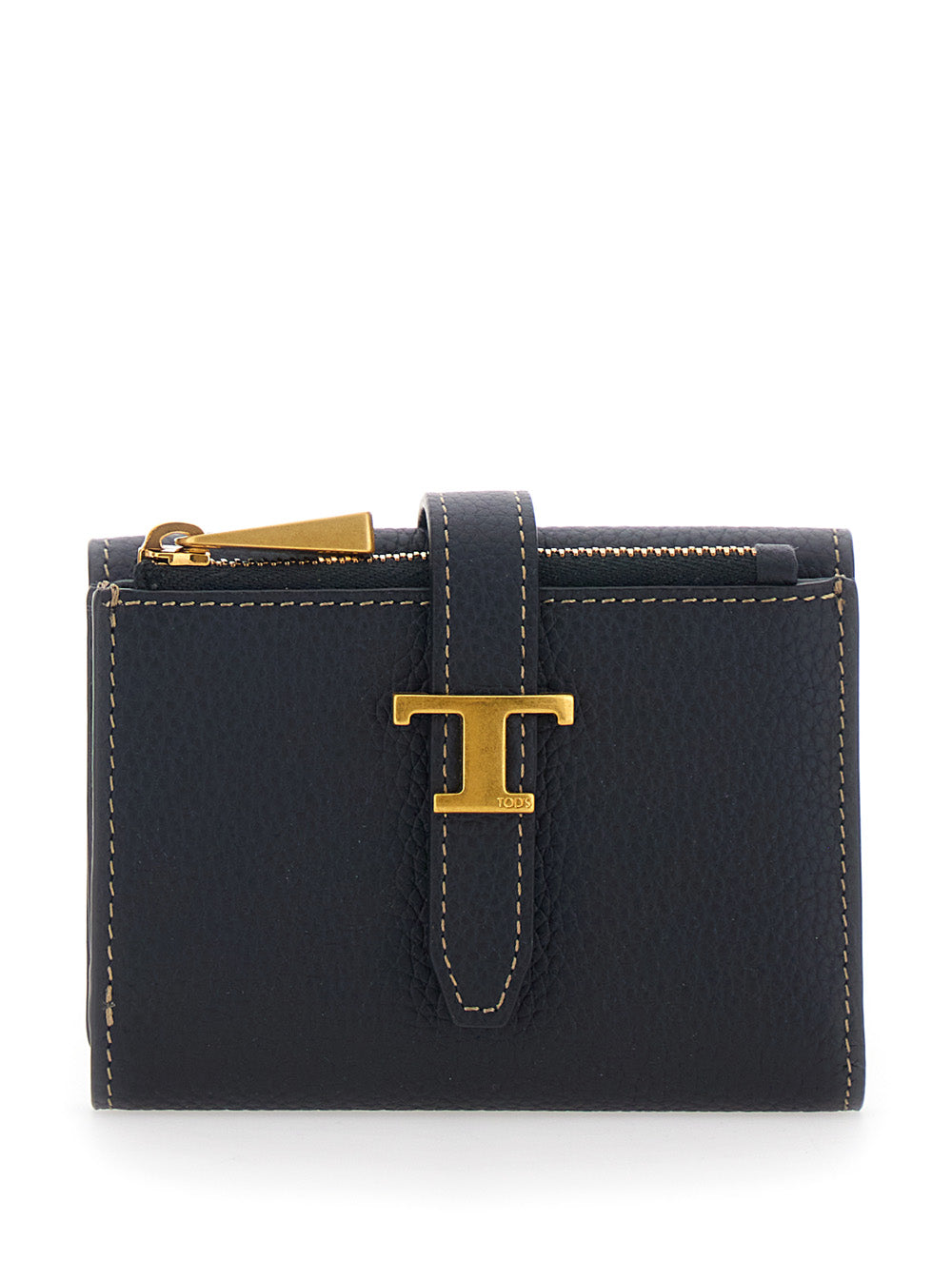 Tod's Women Black Wallet With T Plate On The Front In Leather For Women TOD'S